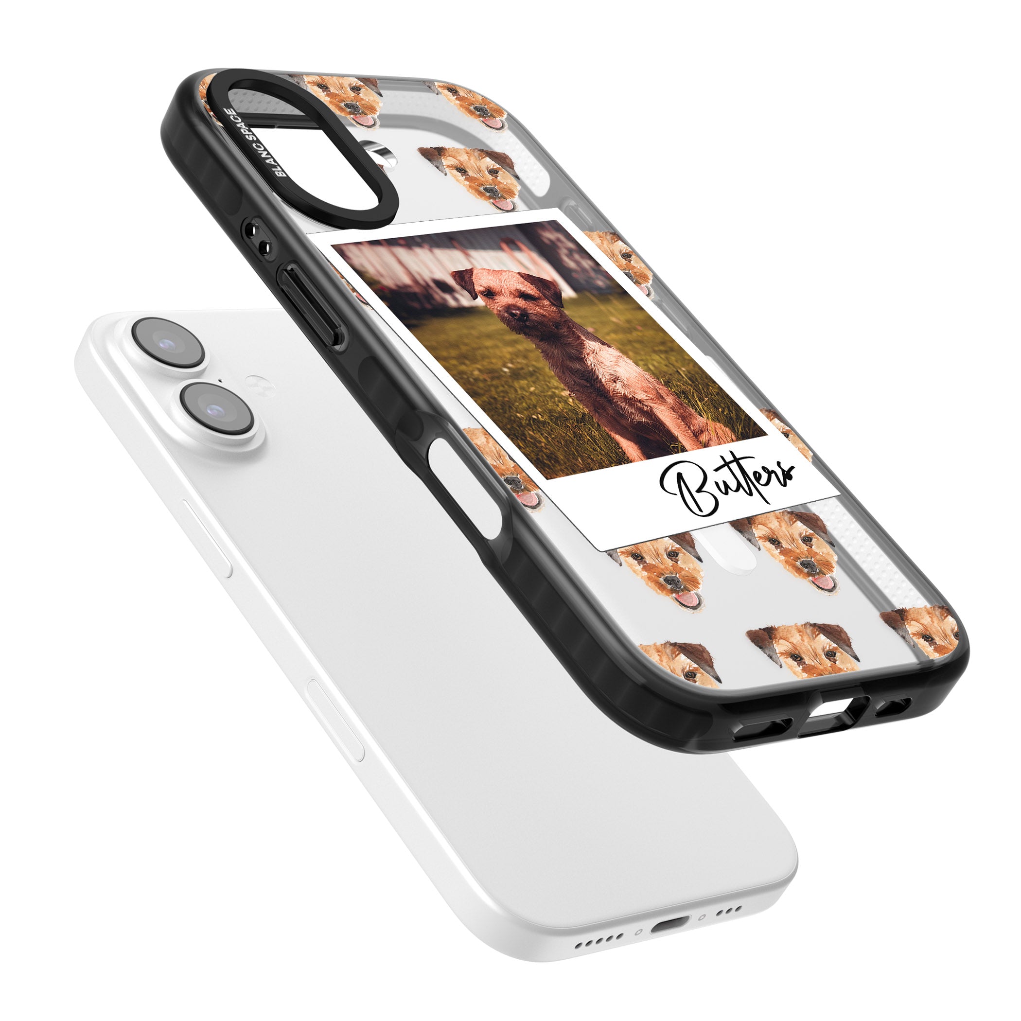 Personalised Border Terrier Instant Camera Photo iPhone 17 Impact Pro Black Phone Case Colours
