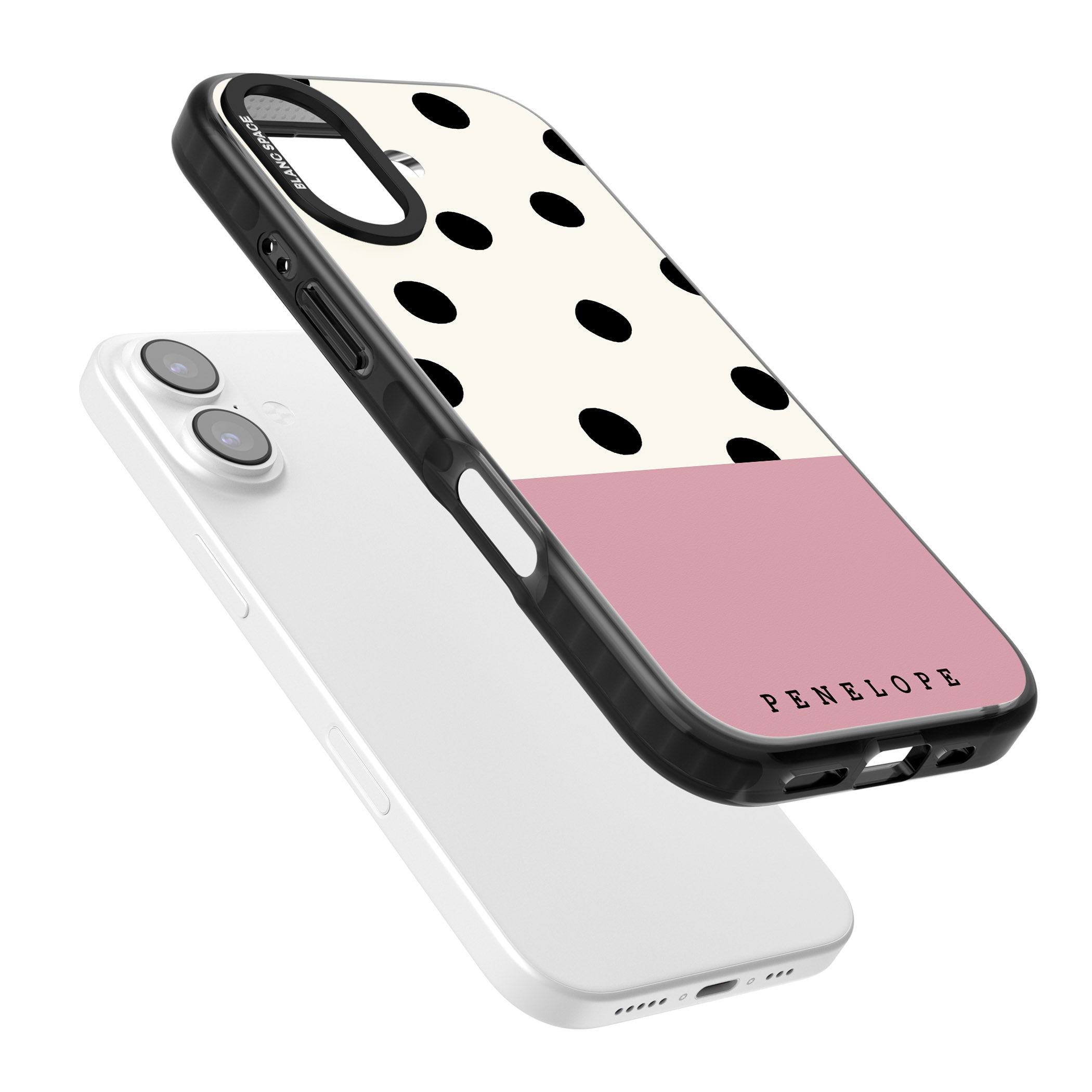 Personalised Pink Border Polka Dot iPhone 17 Impact Pro Black Phone Case Colours