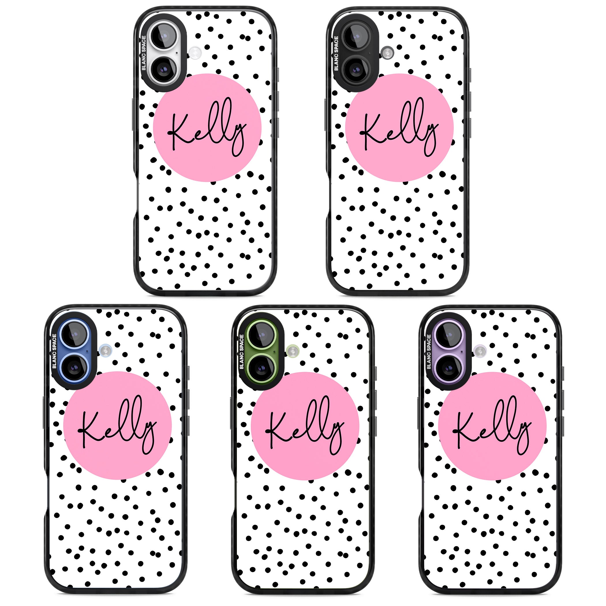 Personalised Pink Circle & Dots iPhone 17 Impact Pro Black Phone Case APT Impact Protection