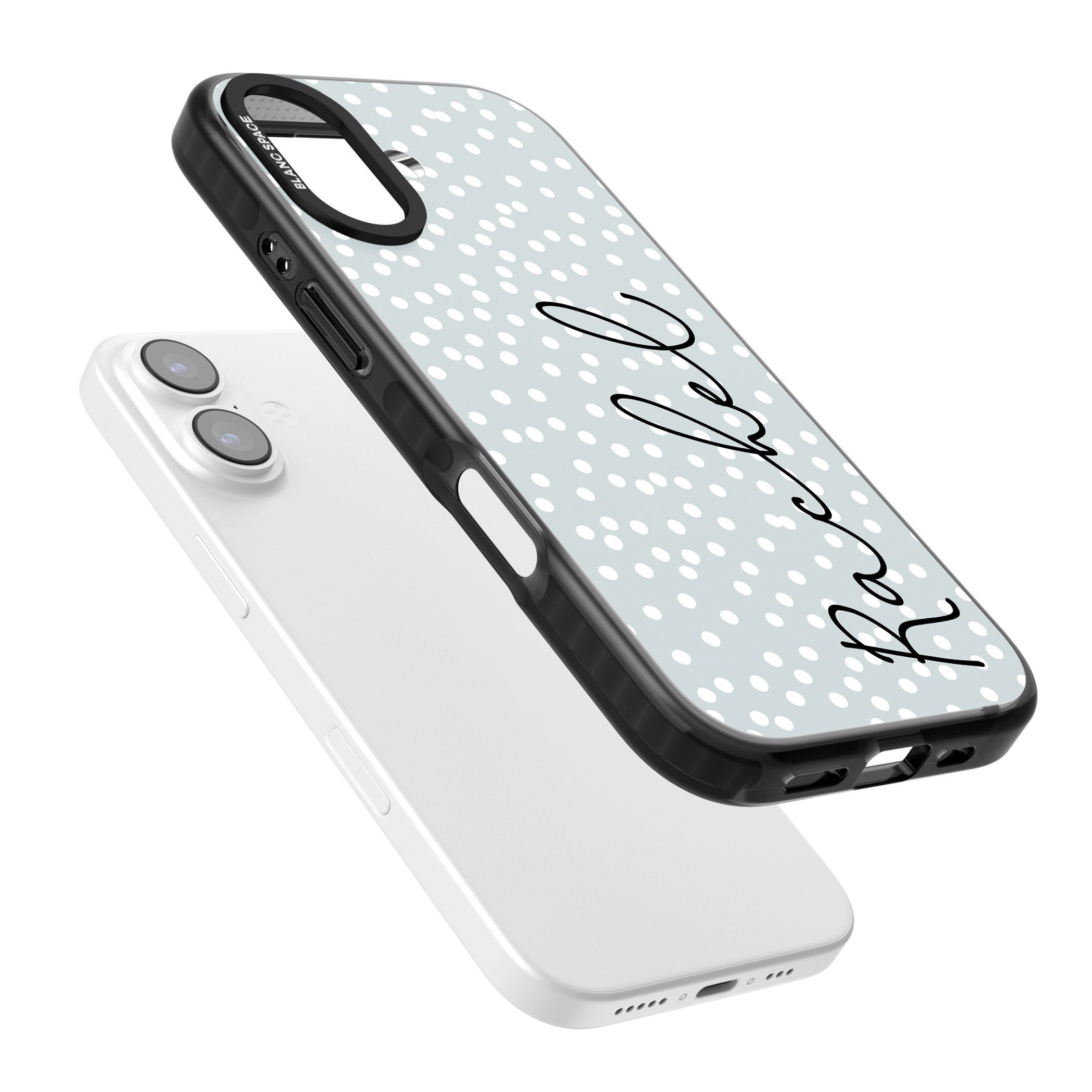 Personalised Vertical Cursive & Dots iPhone 17 Impact Pro Black Phone Case Colours