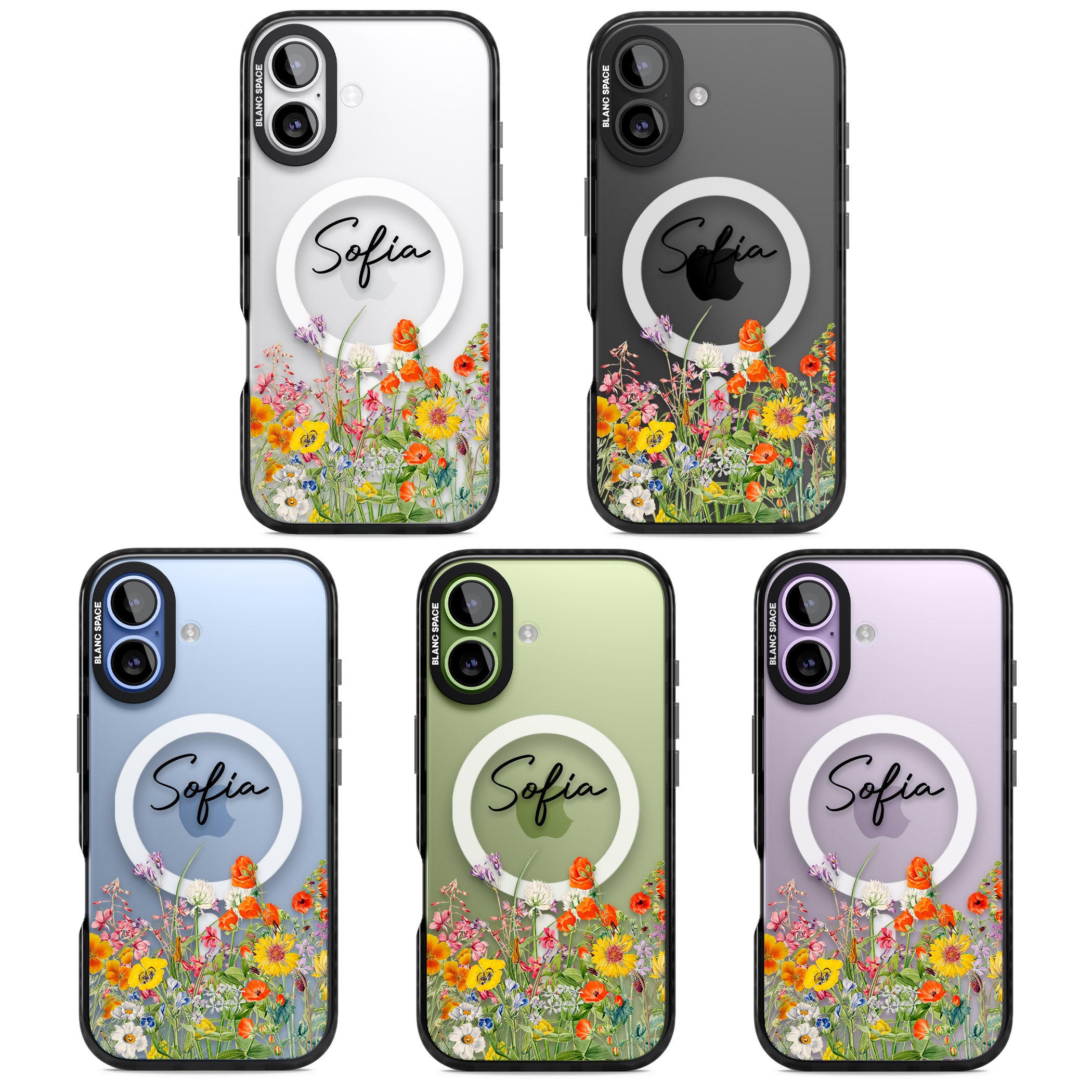 Personalised Summer Wildflowers iPhone 17 Impact Pro Black Phone Case APT Impact Protection