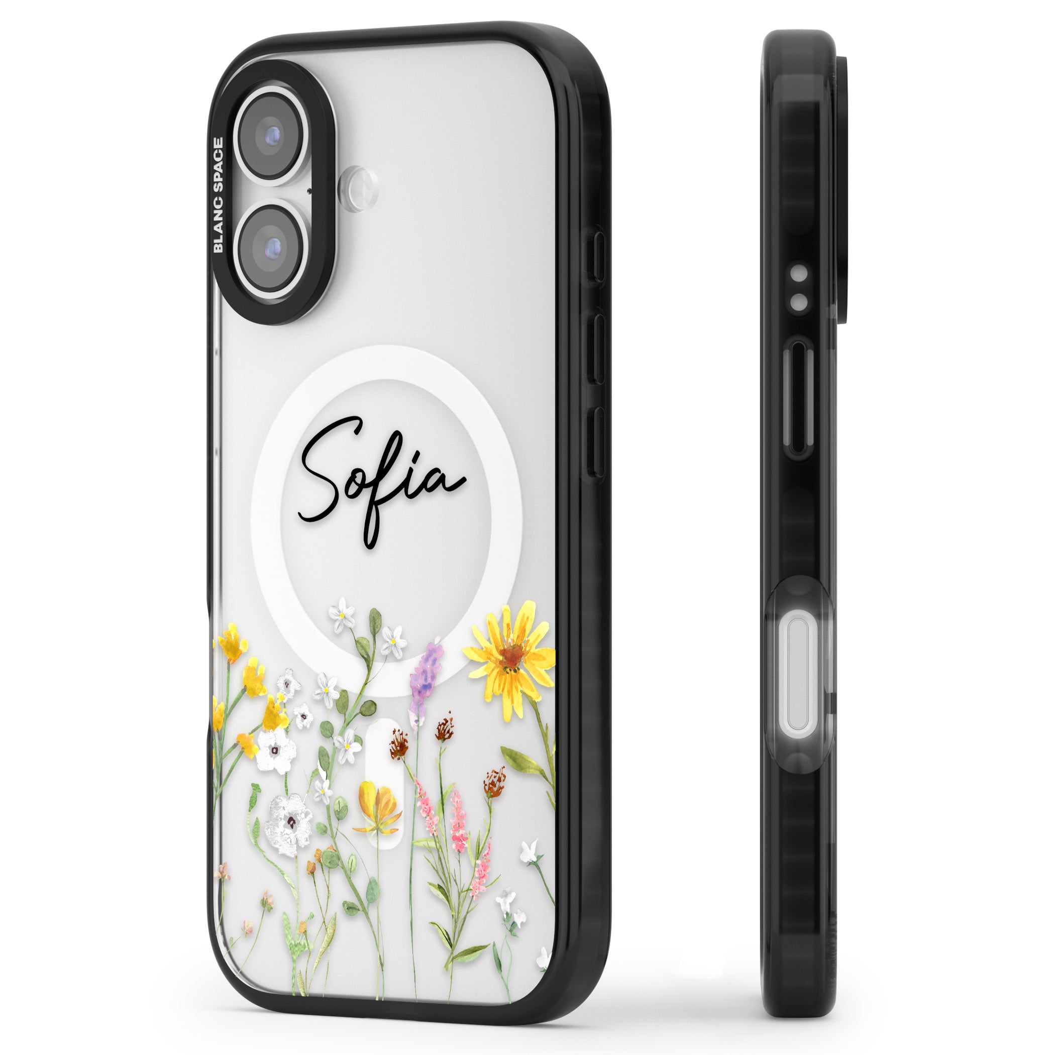 Personalised April Wildfowers iPhone 17 Impact Pro Black Phone Case Side Profile
