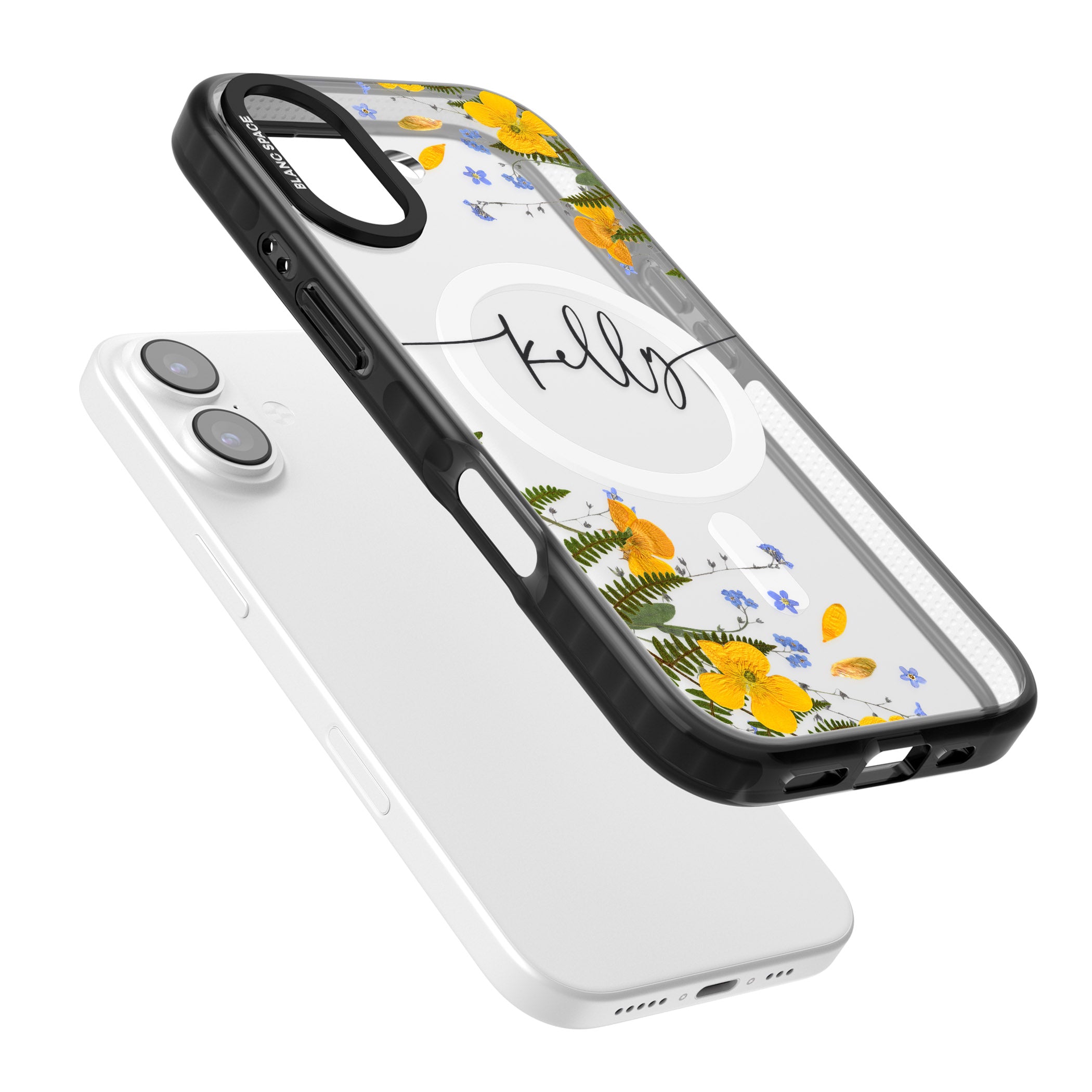 Personalised Ferns & Wildflowers iPhone 17 Impact Pro Black Phone Case Colours