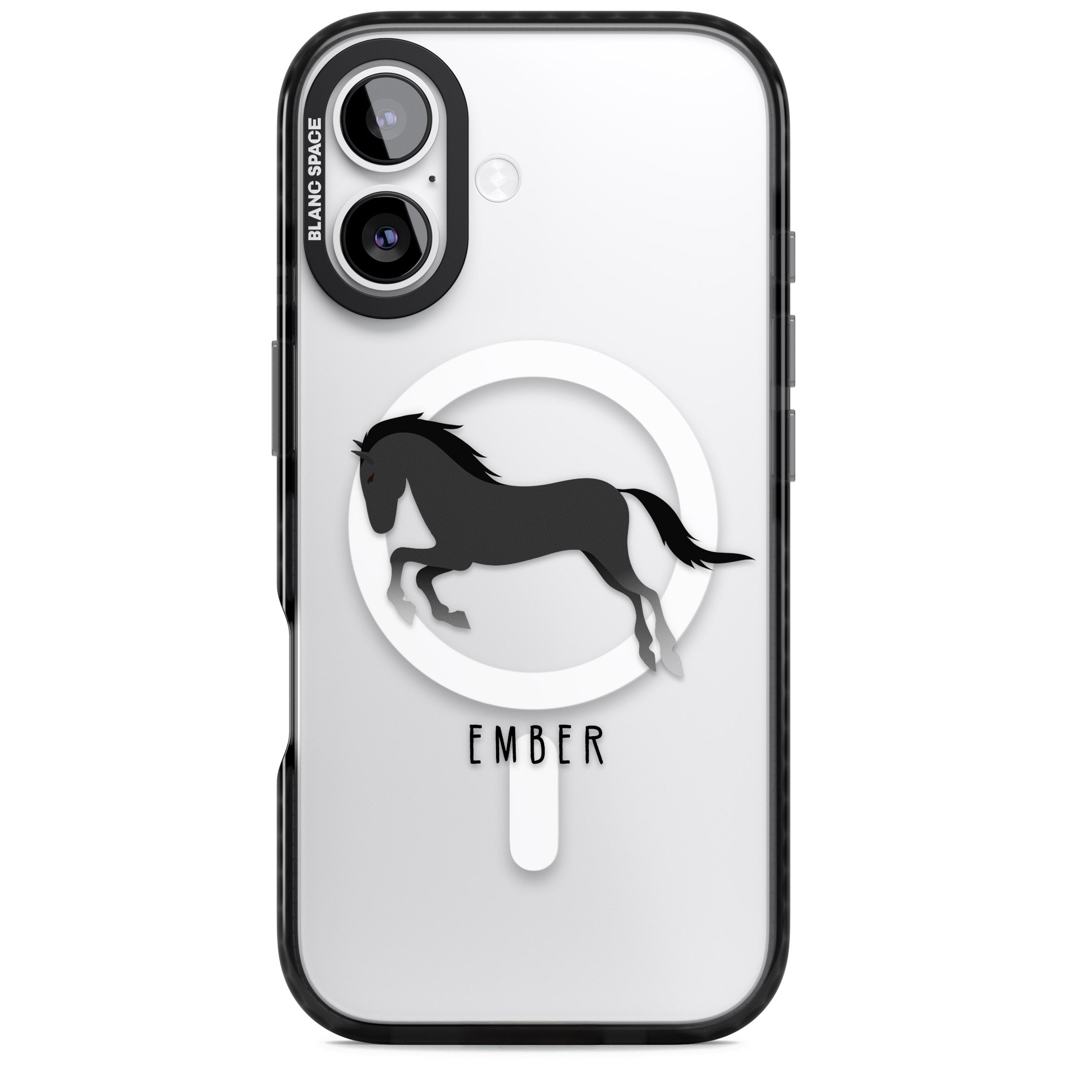 Personalised Black Horse iPhone 17 Impact Pro Black Phone Case