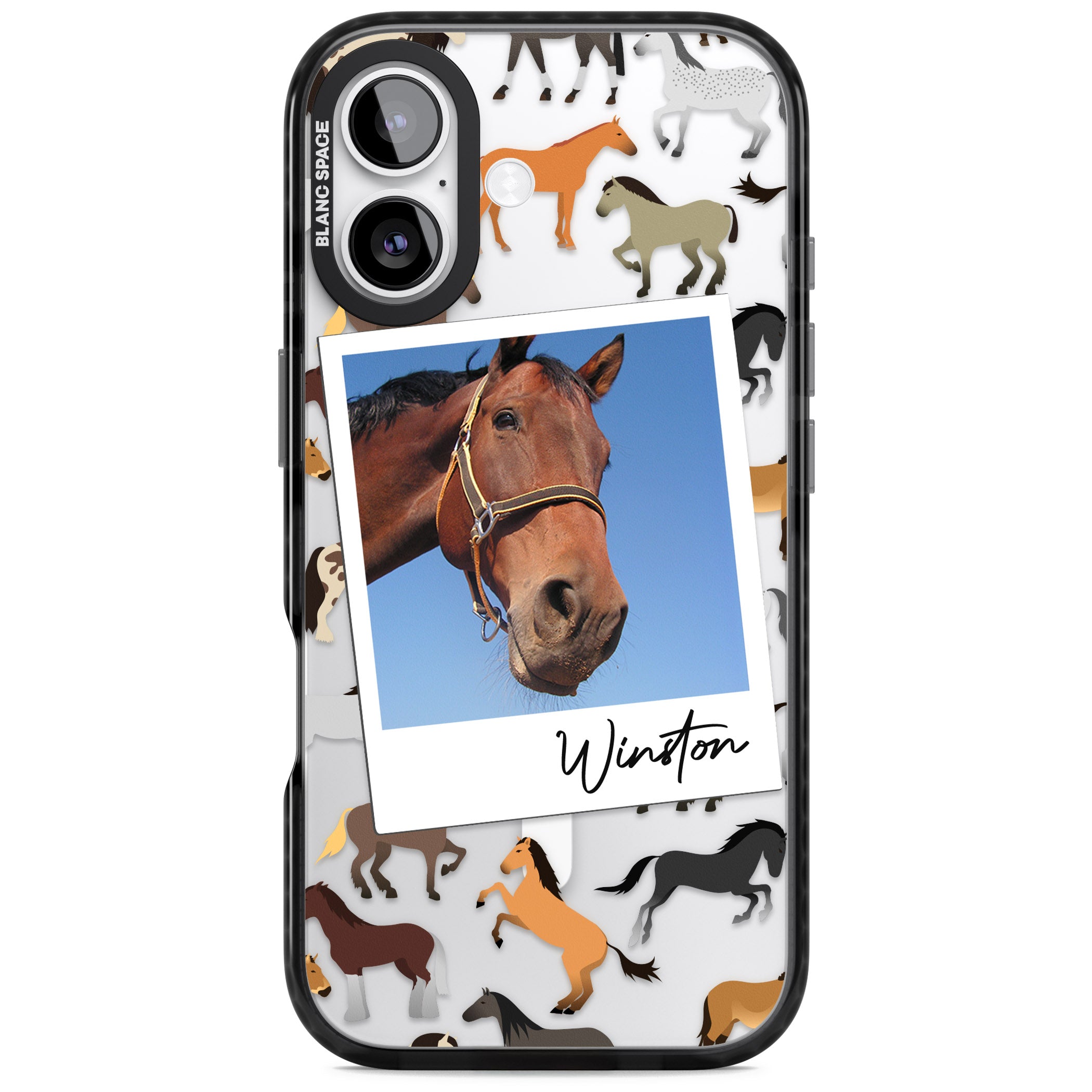 Personalised Horse Polaroid iPhone 17 Impact Pro Black Phone Case