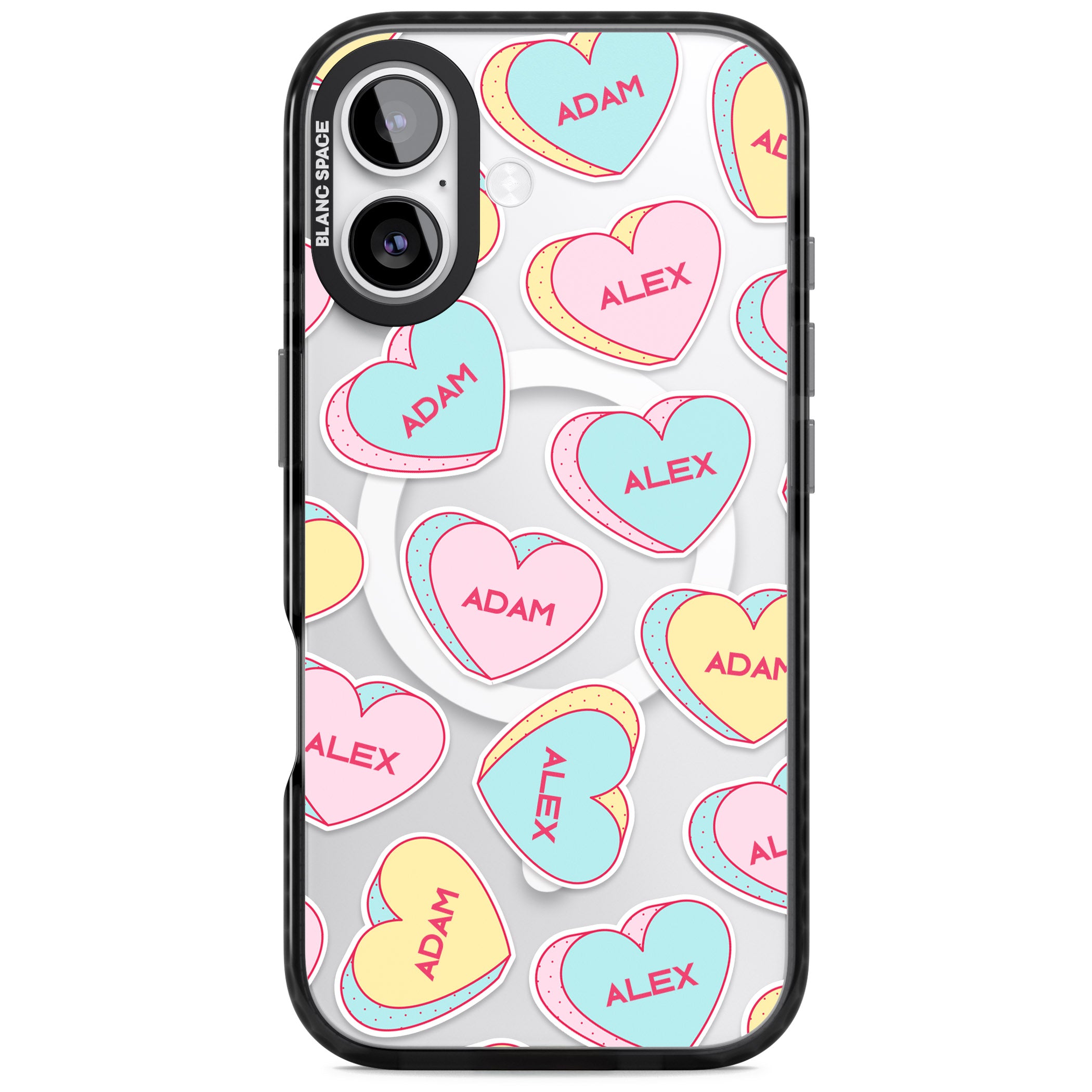Personalised Love Hearts iPhone 17 Impact Pro Black Phone Case