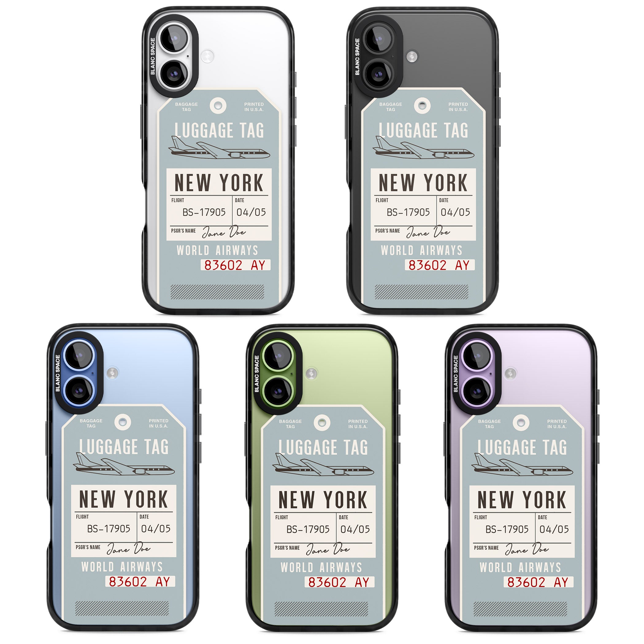 Personalised Vintage Usa Luggage Tag iPhone 17 Impact Pro Black Phone Case APT Impact Protection