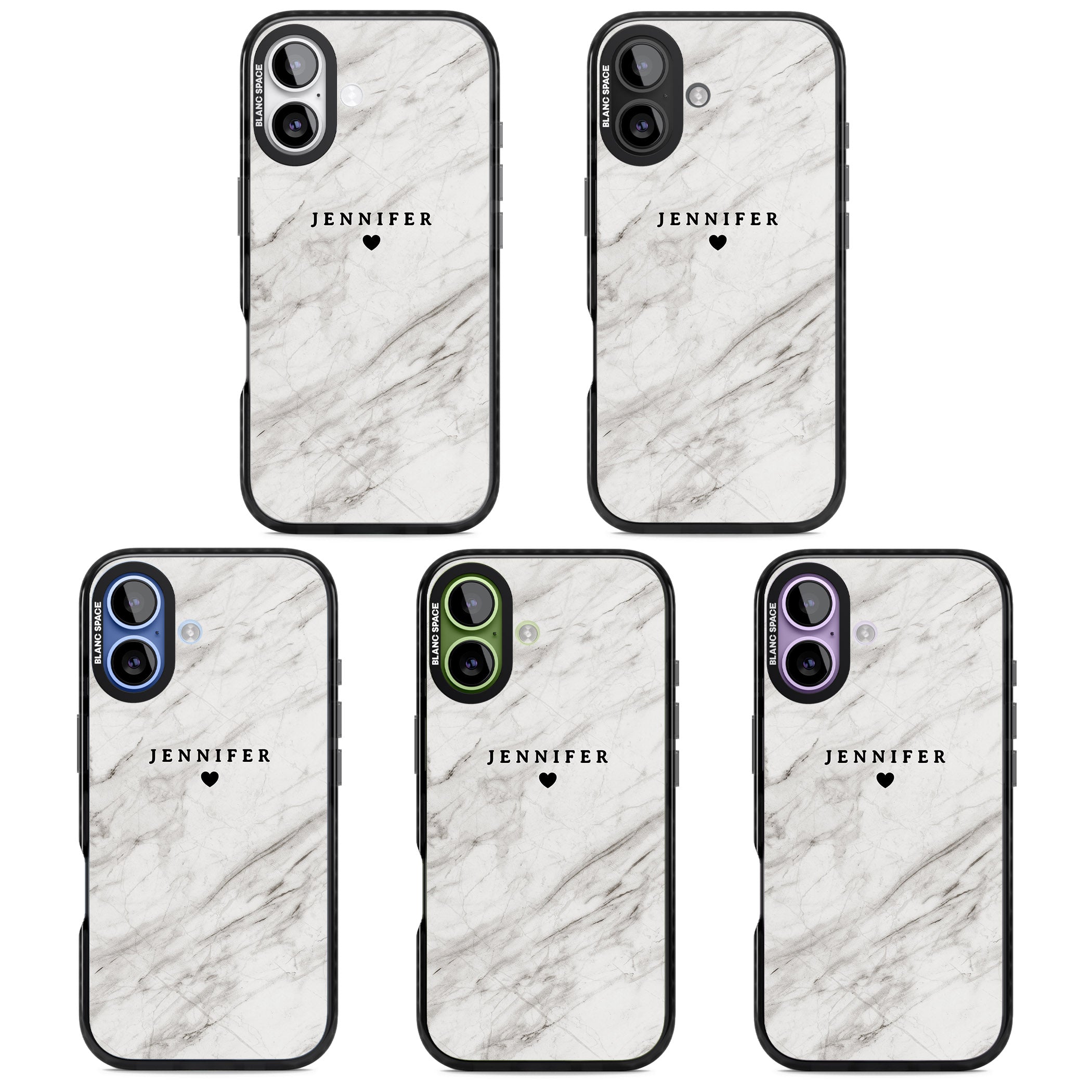 Personalised Light Grey Marble iPhone 17 Impact Pro Black Phone Case APT Impact Protection
