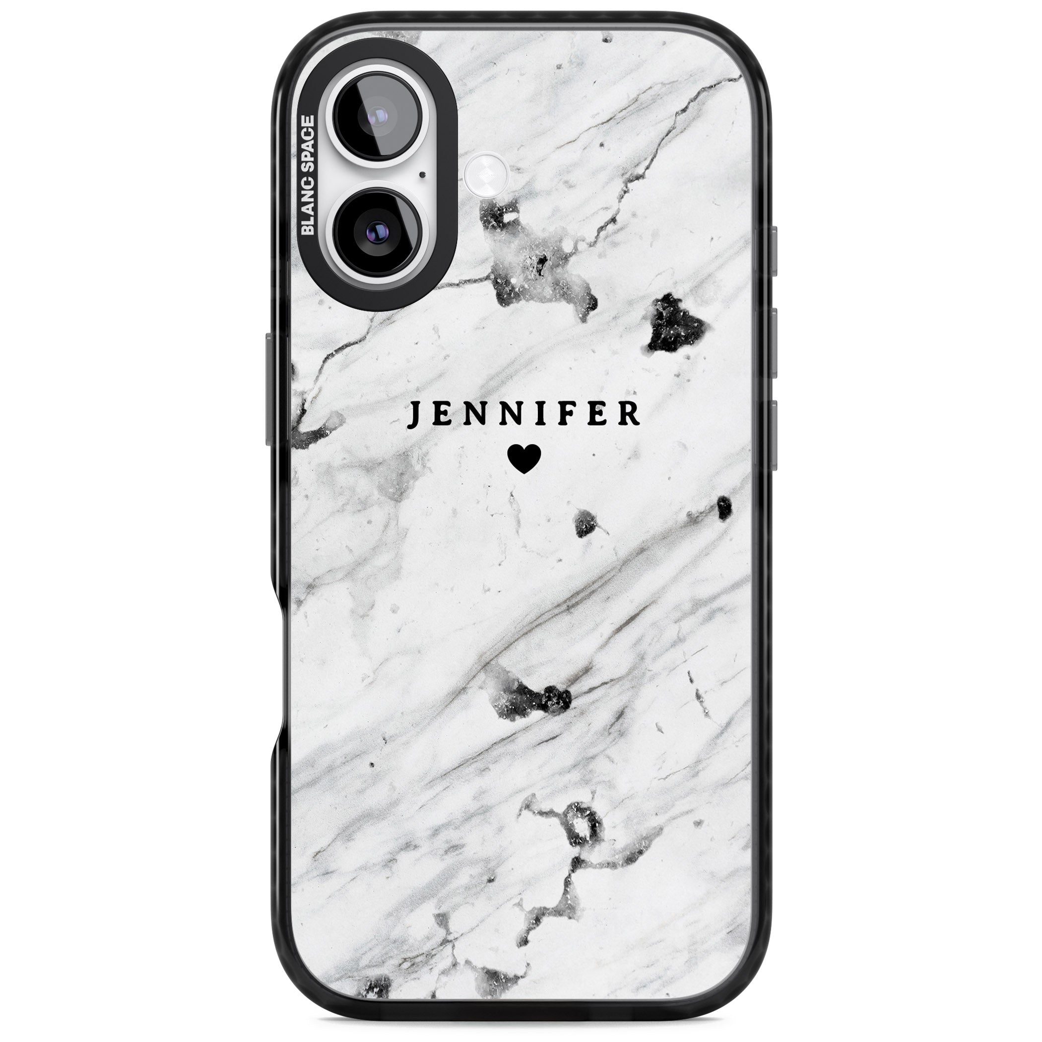 Personalised Marble Heart iPhone 17 Impact Pro Black Phone Case
