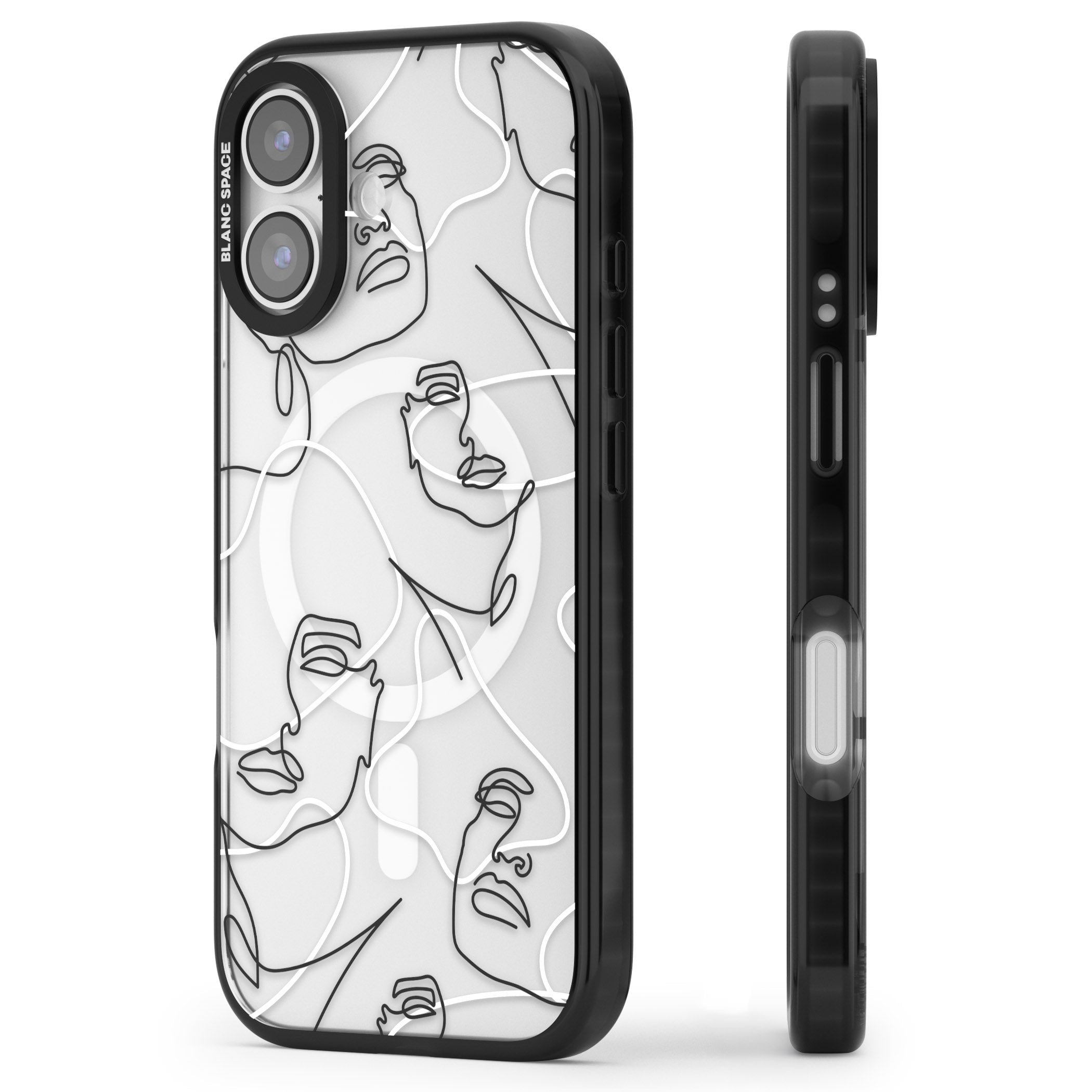 Personalised Abstract Faces iPhone 17 Impact Pro Black Phone Case Side Profile