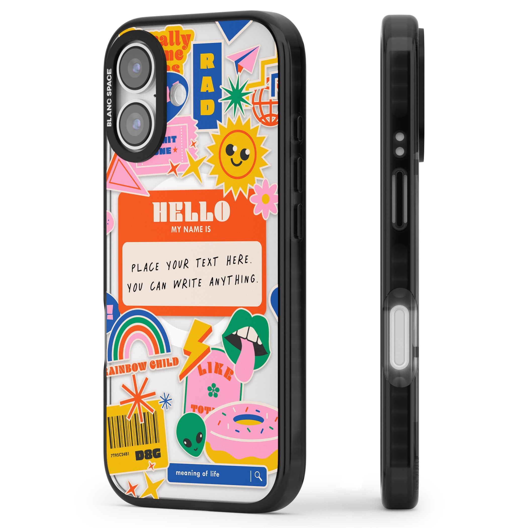 Personalised Retro Vibes Sticker iPhone 17 Impact Pro Black Phone Case Side Profile
