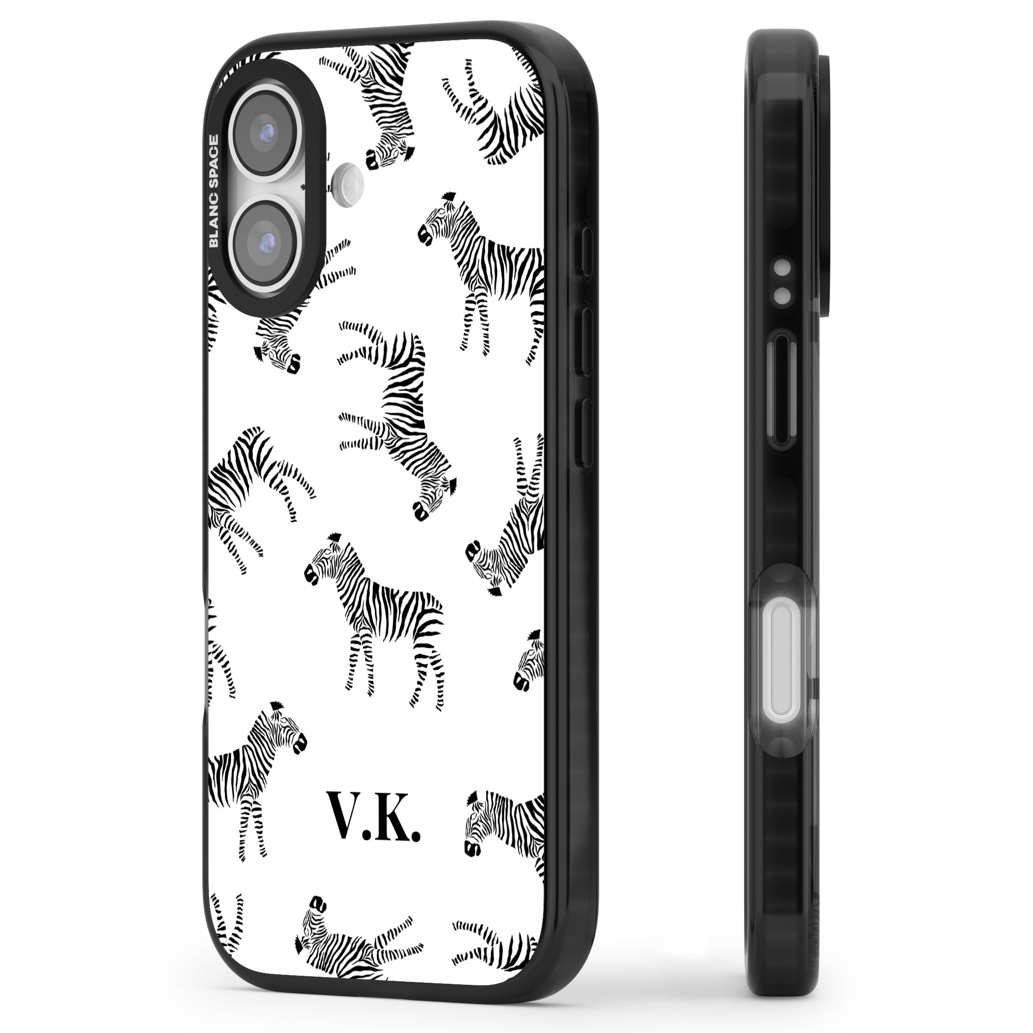 Personalised Zebra Pattern iPhone 17 Impact Pro Black Phone Case Side Profile