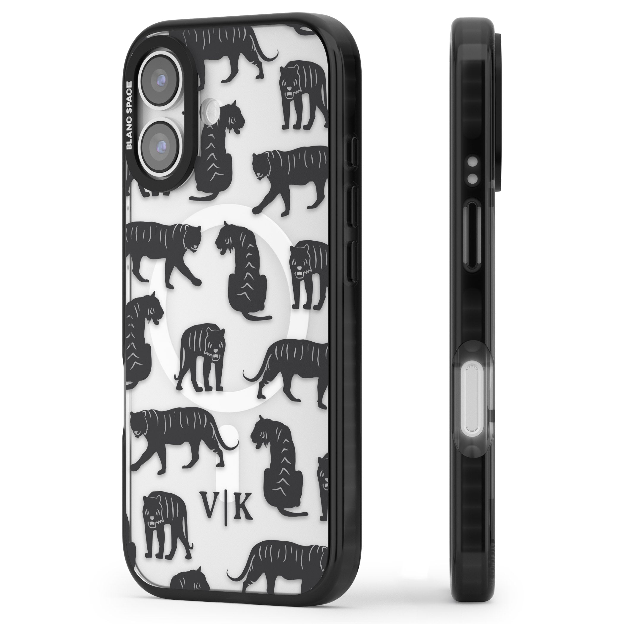 Personalised Tiger Silhouettes iPhone 17 Impact Pro Black Phone Case Side Profile