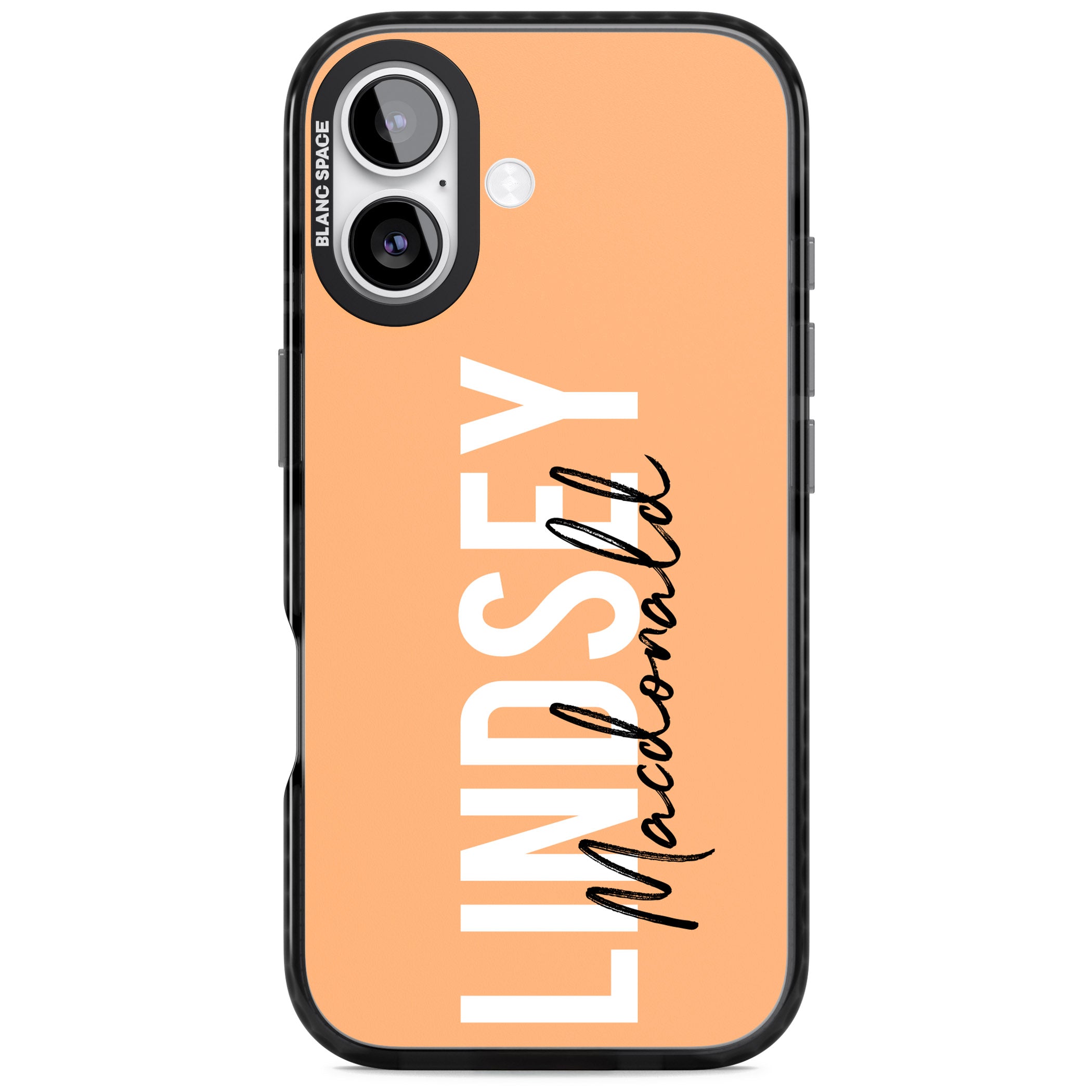 Personalised Bold Name: Peach iPhone 17 Impact Pro Black Phone Case