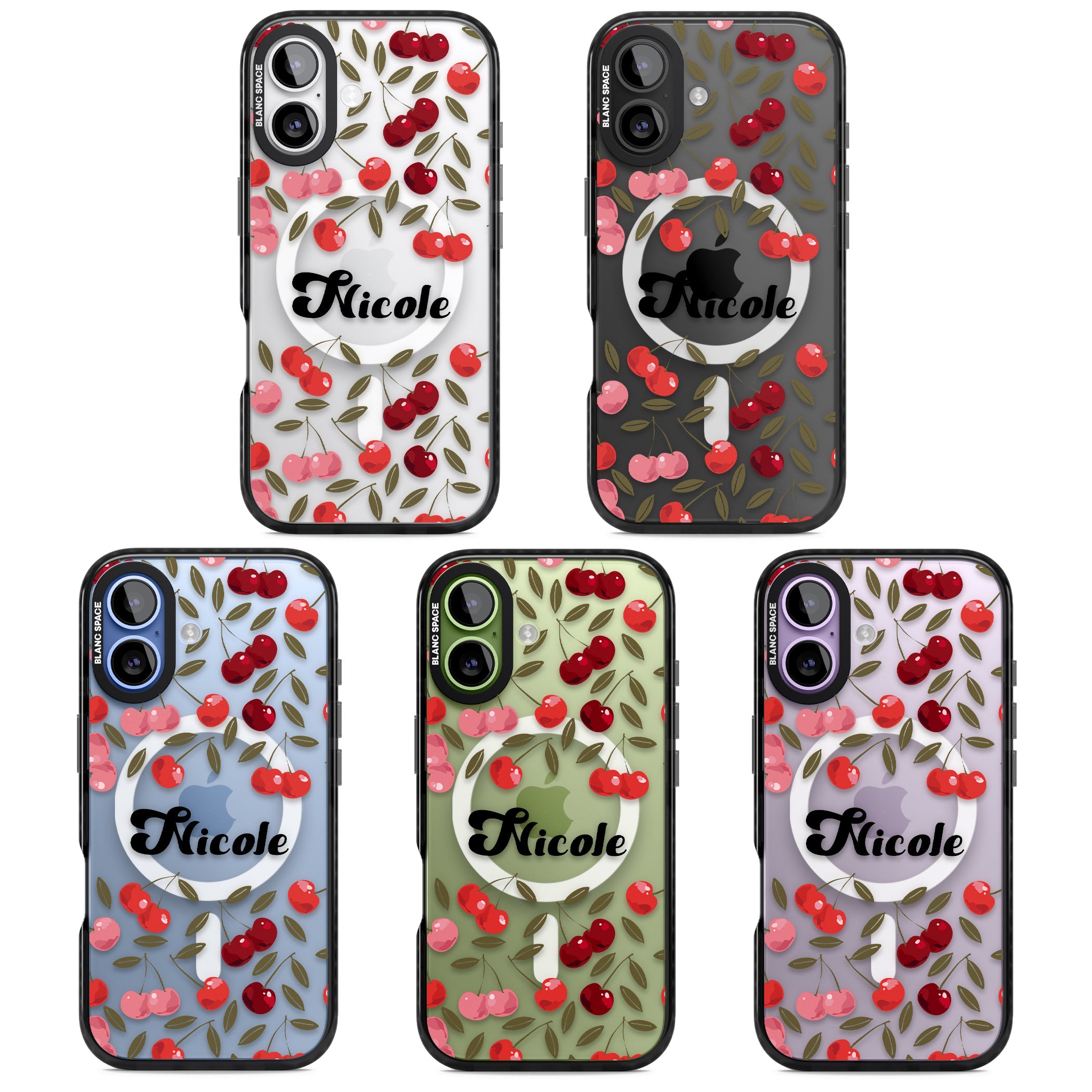 Personalised Cherry Pattern iPhone 17 Impact Pro Black Phone Case APT Impact Protection
