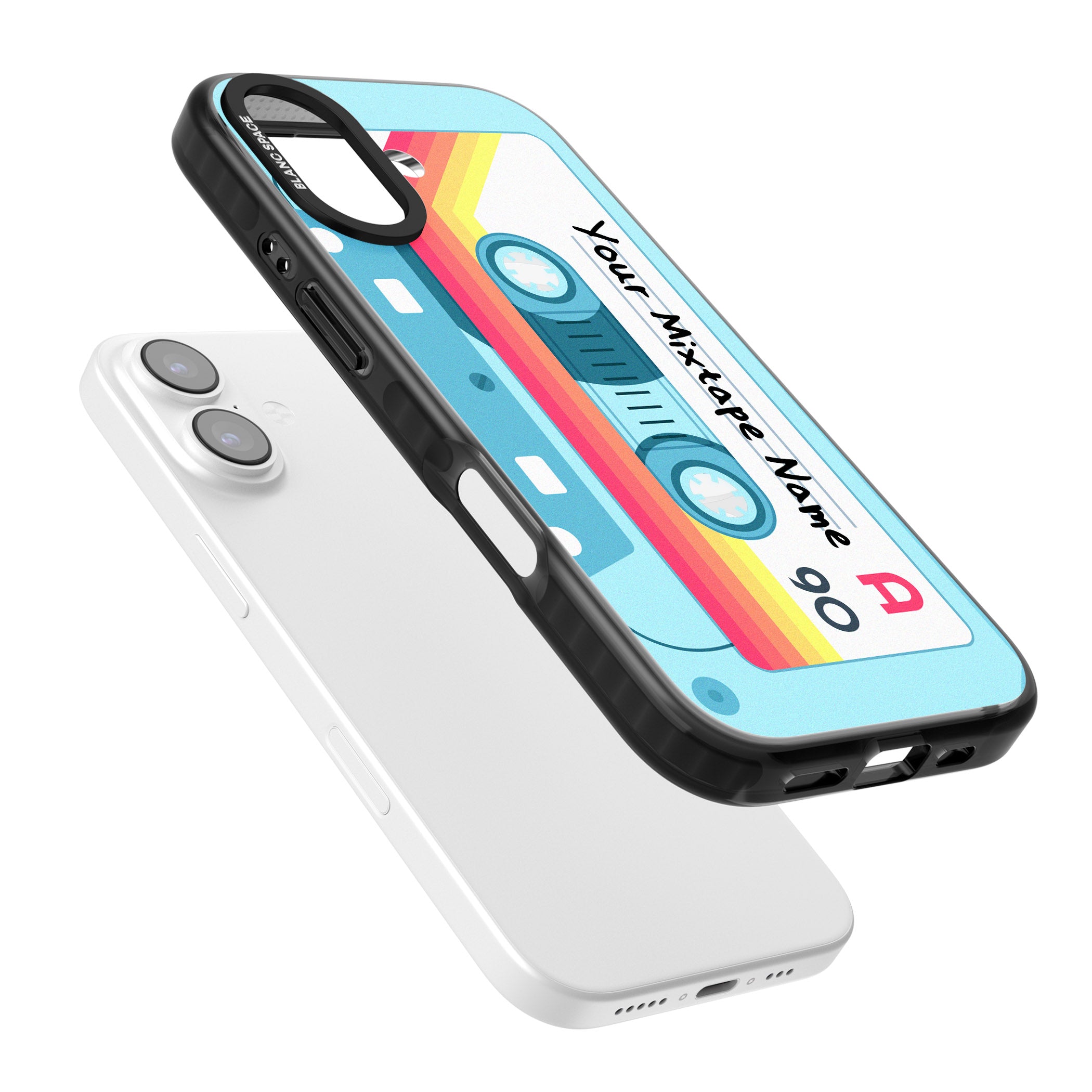 Personalised Retro Mixtape Sporty iPhone 17 Impact Pro Black Phone Case Colours