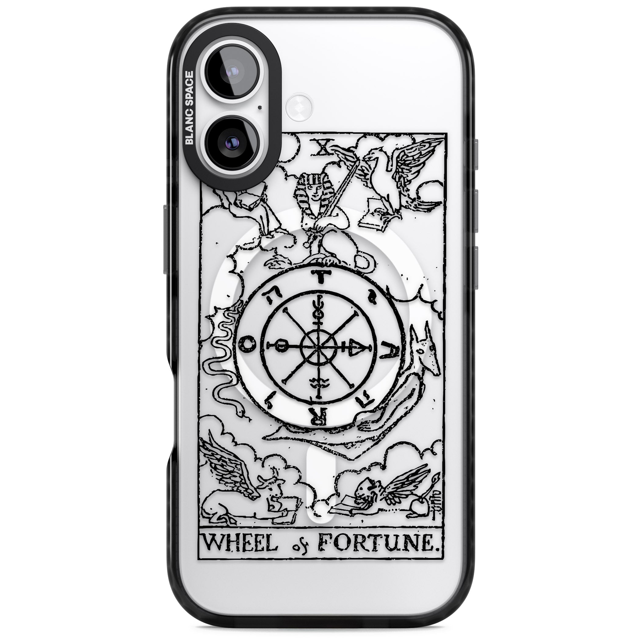 Personalised Wheel Of Fortune Tarot Transparent iPhone 17 Impact Pro Black Phone Case