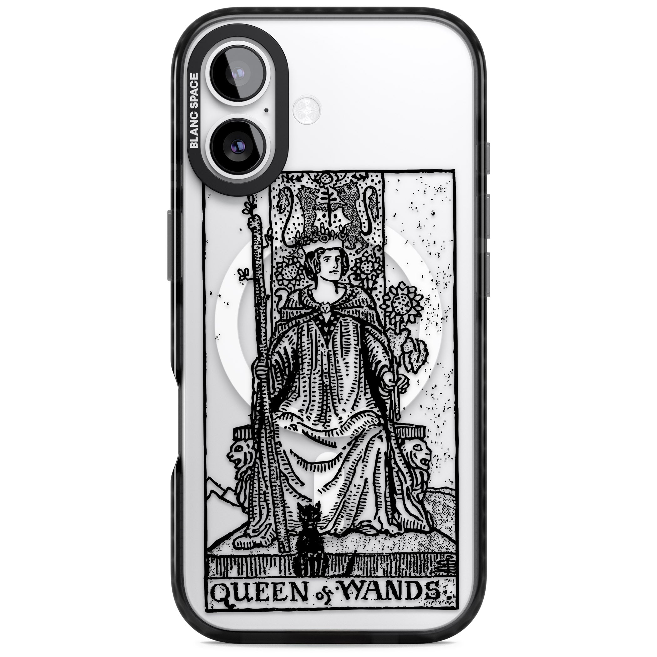 Personalised Queen Of Wands Tarot Card (Clear) iPhone 17 Impact Pro Black Phone Case
