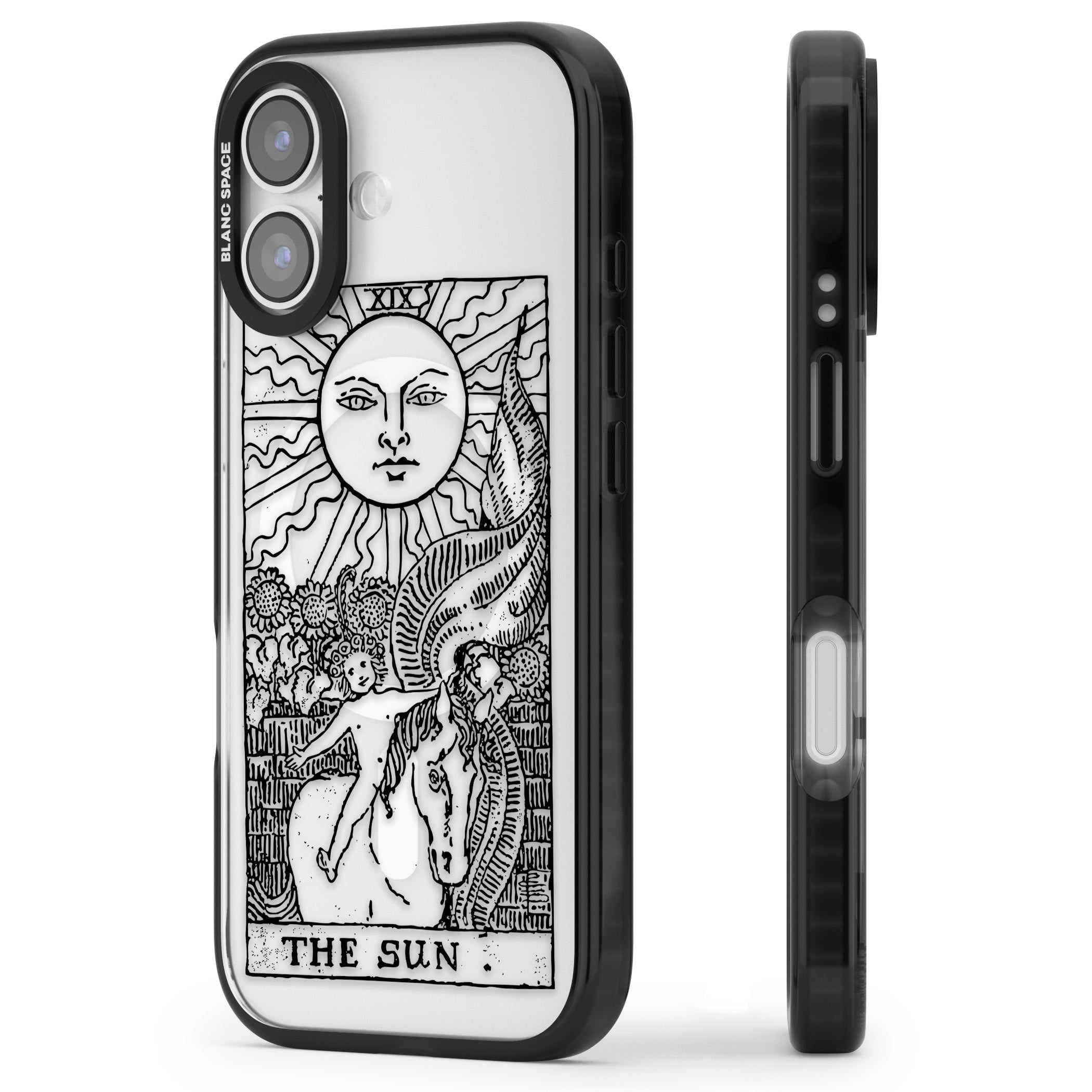 Personalised The Sun Tarot Card (Clear) iPhone 17 Impact Pro Black Phone Case Side Profile