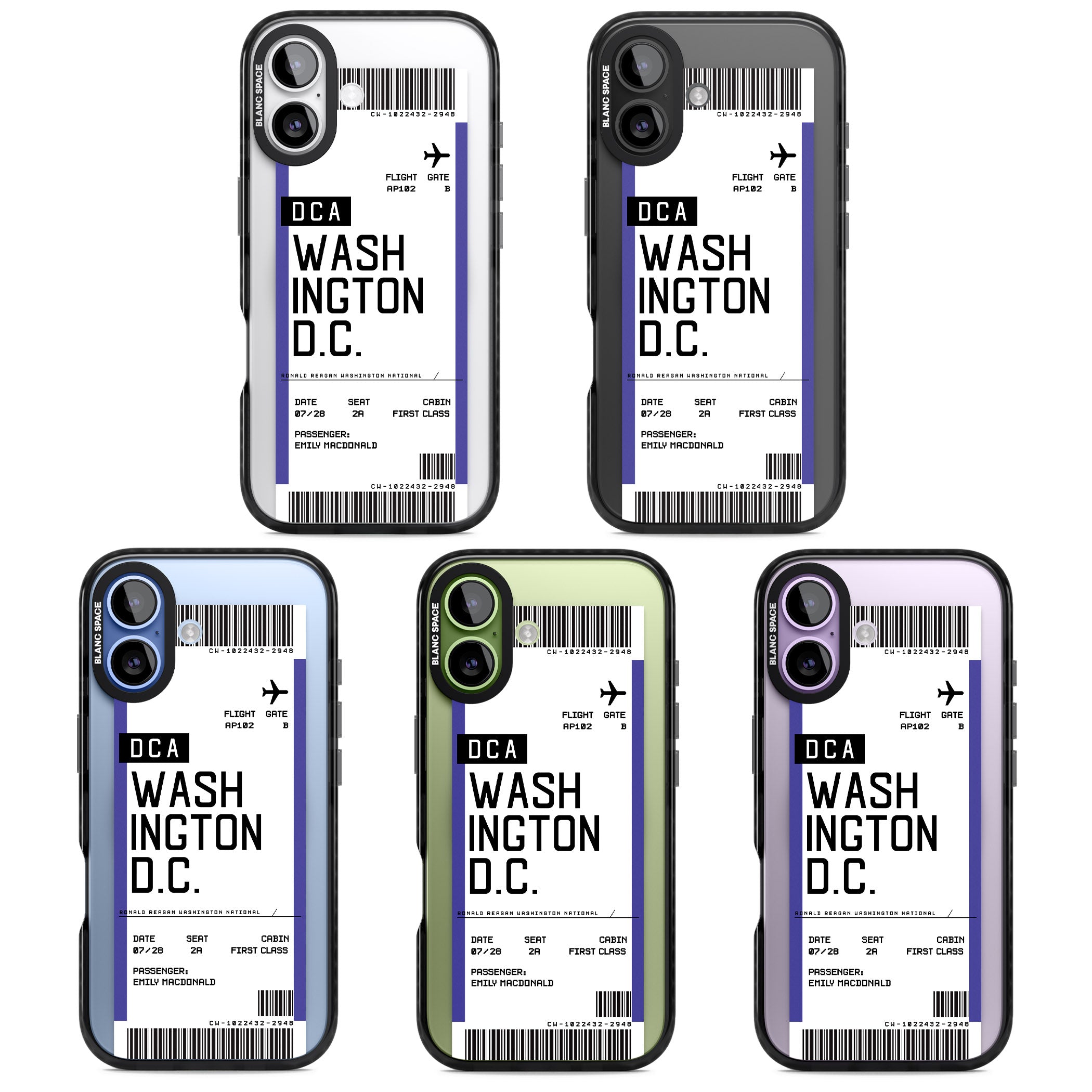 Personalised Washington D.C. Boarding Pass iPhone 17 Impact Pro Black Phone Case APT Impact Protection