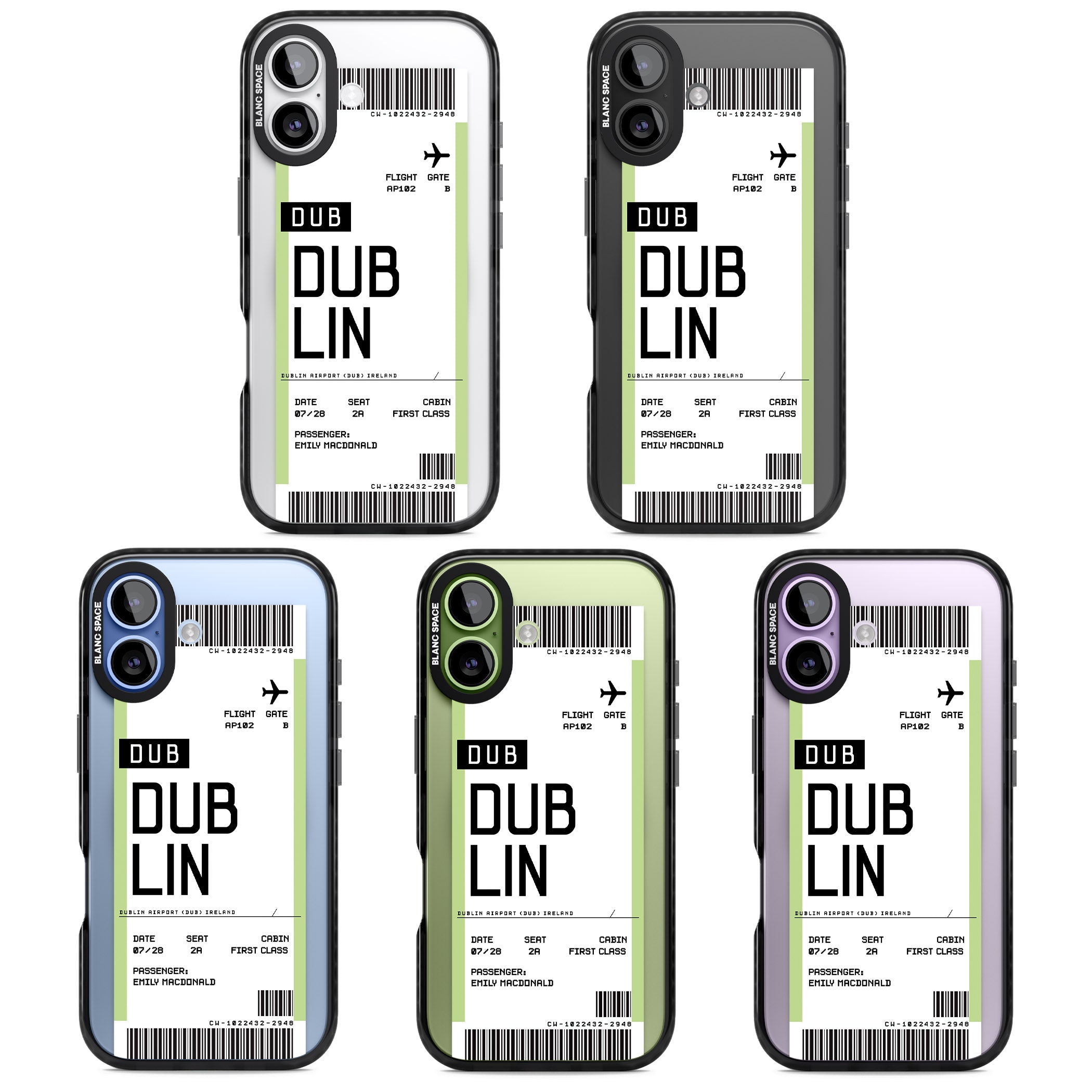 Personalised Dublin Boarding Pass iPhone 17 Impact Pro Black Phone Case APT Impact Protection