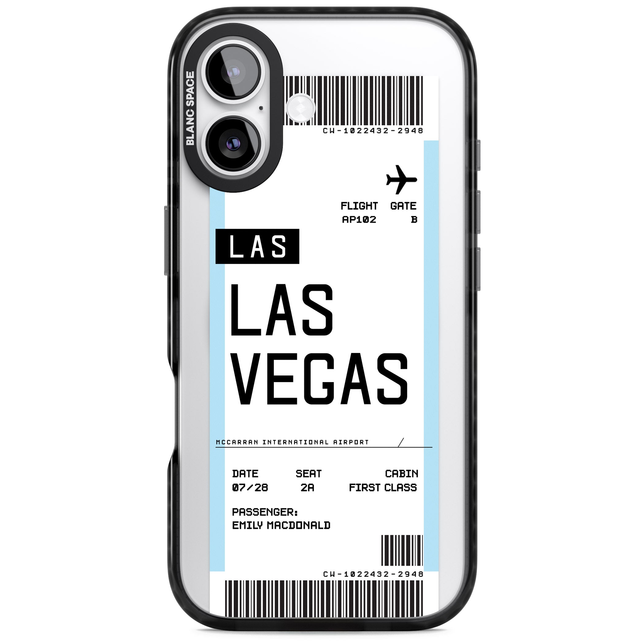 Personalised Las Vegas Boarding Pass iPhone 17 Impact Pro Black Phone Case
