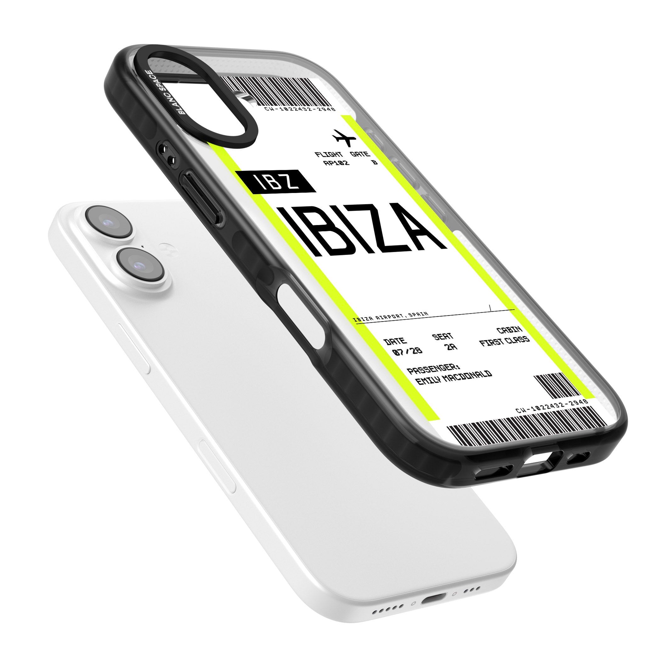 Personalised Ibiza Boarding Pass iPhone 17 Impact Pro Black Phone Case Colours