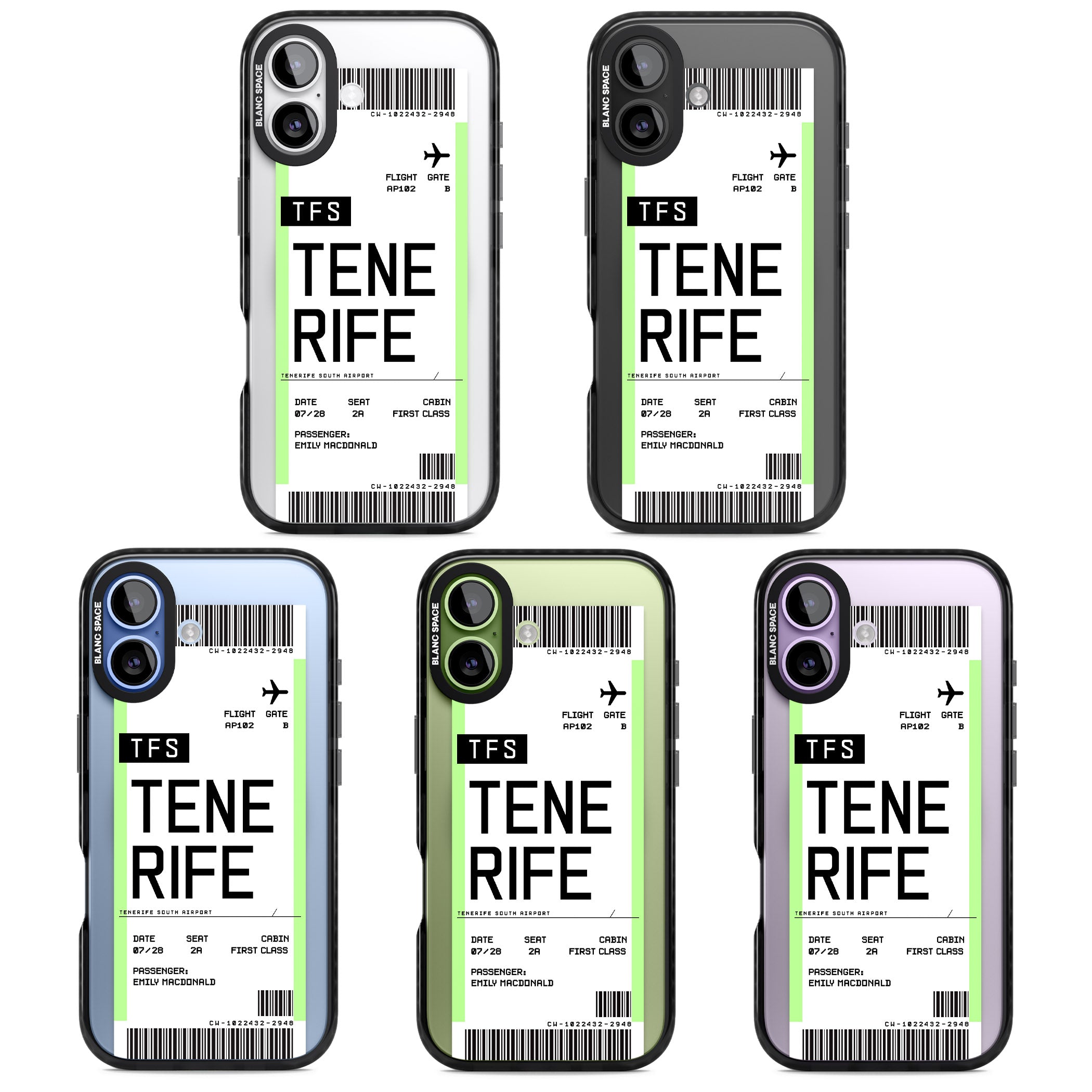 Personalised Tenerife Boarding Pass iPhone 17 Impact Pro Black Phone Case APT Impact Protection