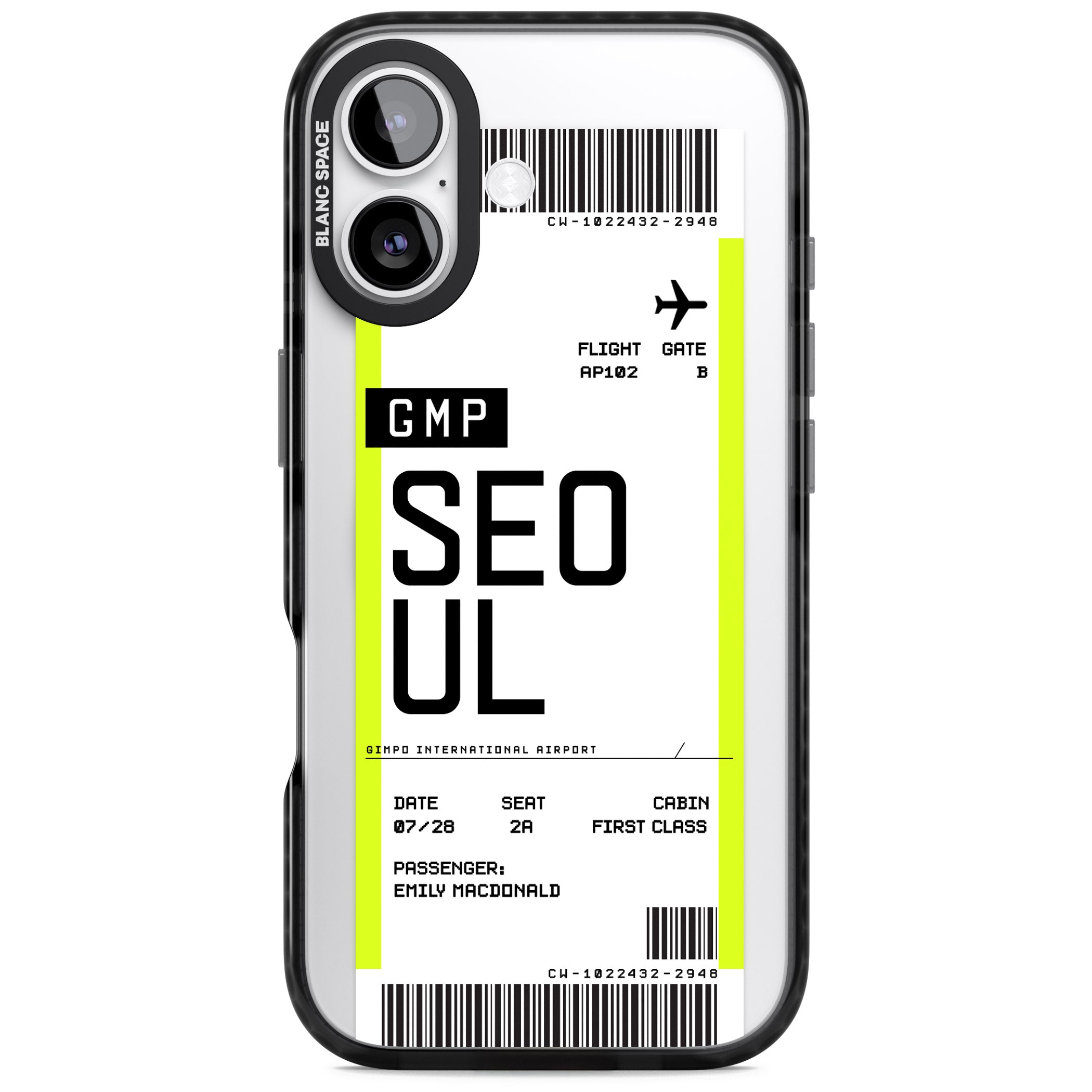Personalised Seoul Boarding Pass iPhone 17 Impact Pro Black Phone Case