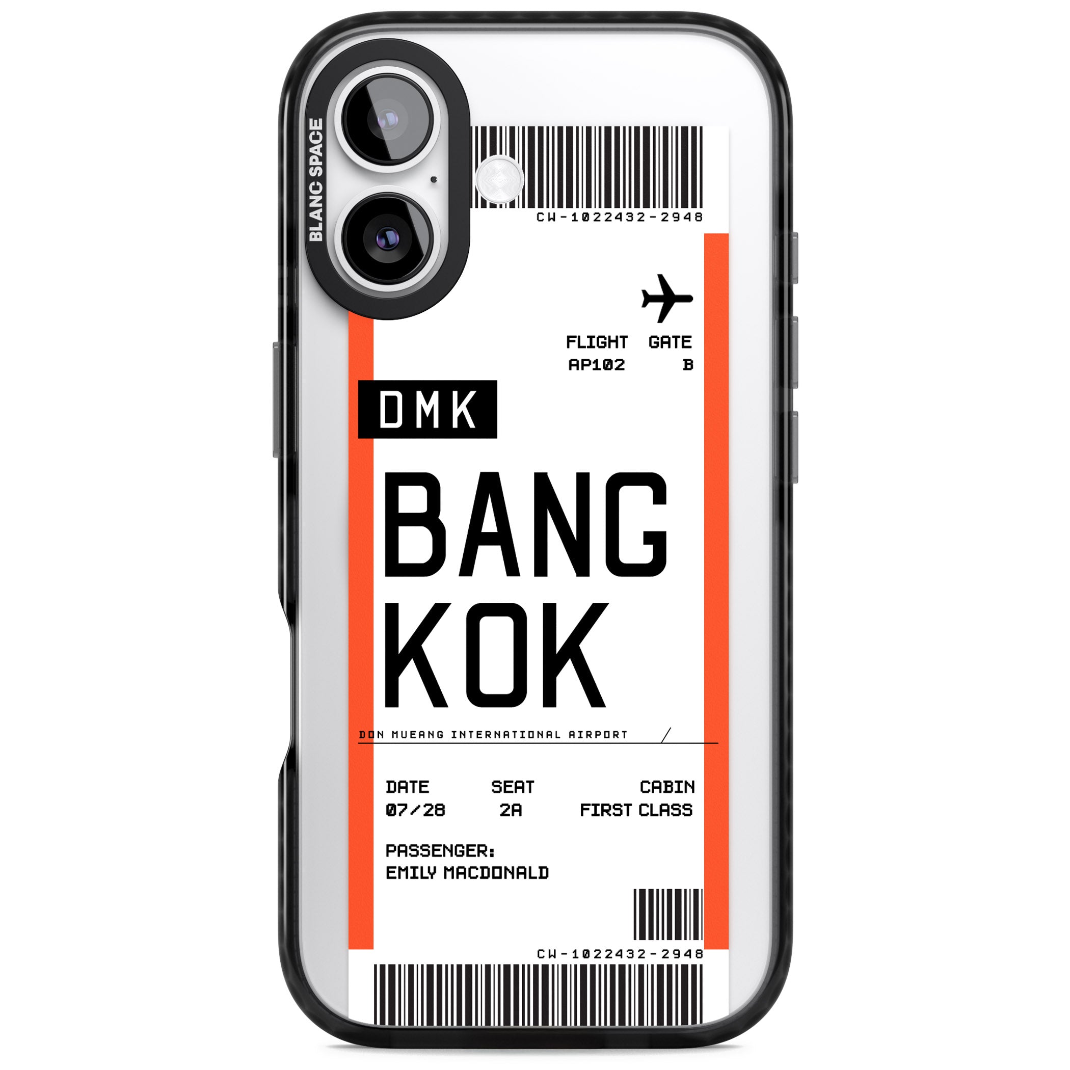 Personalised Bangkok Boarding Pass iPhone 17 Impact Pro Black Phone Case