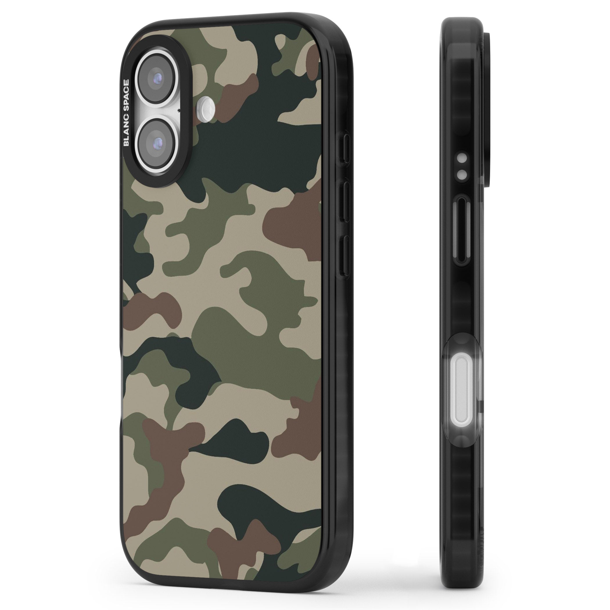 Woodland British Camo iPhone 17 Impact Pro Black Phone Case Side Profile