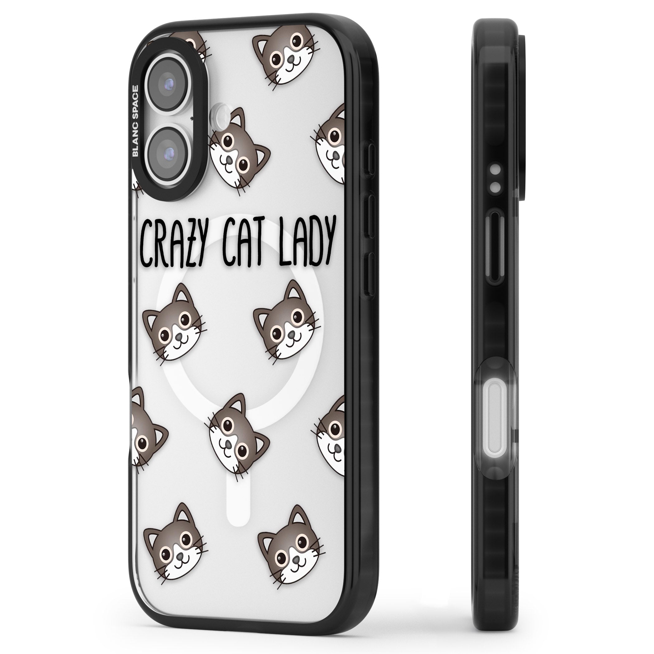 Crazy Cat Lady iPhone 17 Impact Pro Black Phone Case Side Profile