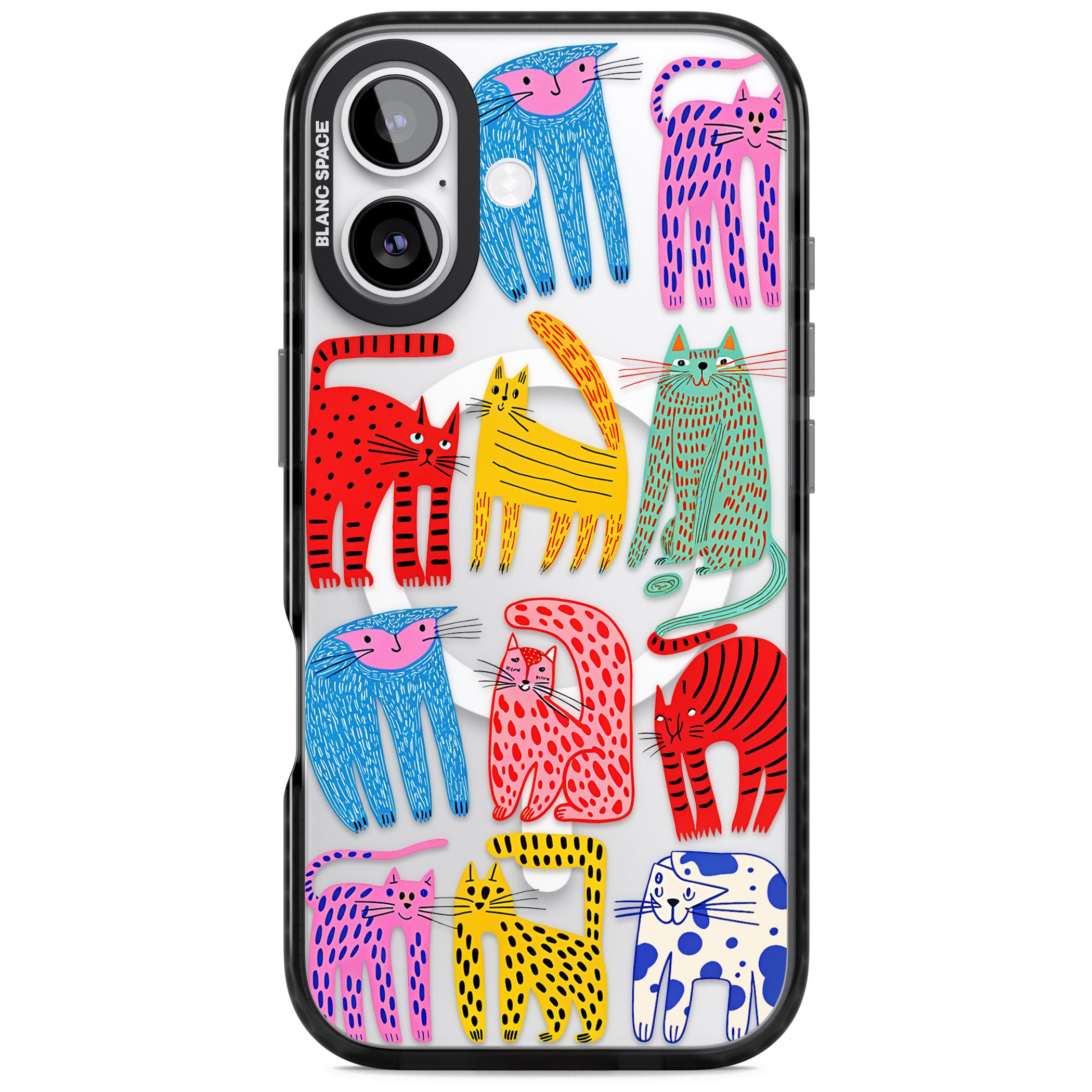 Abstract Colourful Cats iPhone 17 Impact Pro Black Phone Case