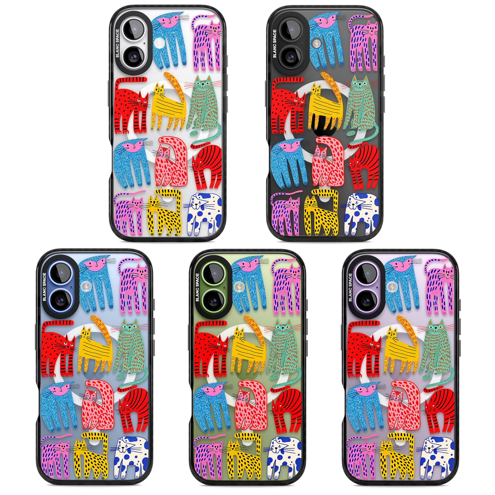 Abstract Colourful Cats iPhone 17 Impact Pro Black Phone Case APT Impact Protection