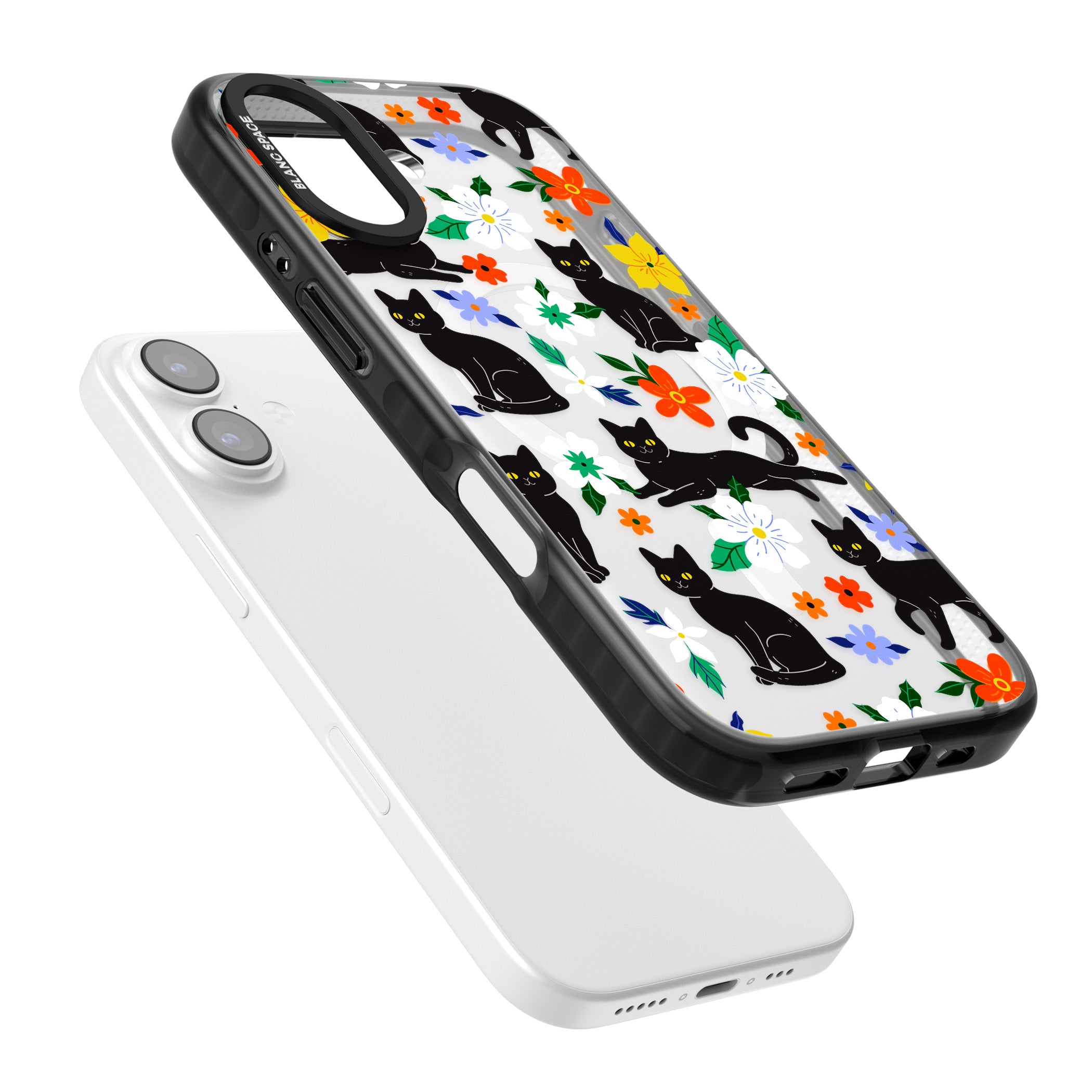 Cats Flowers iPhone 17 Impact Pro Black Phone Case Colours