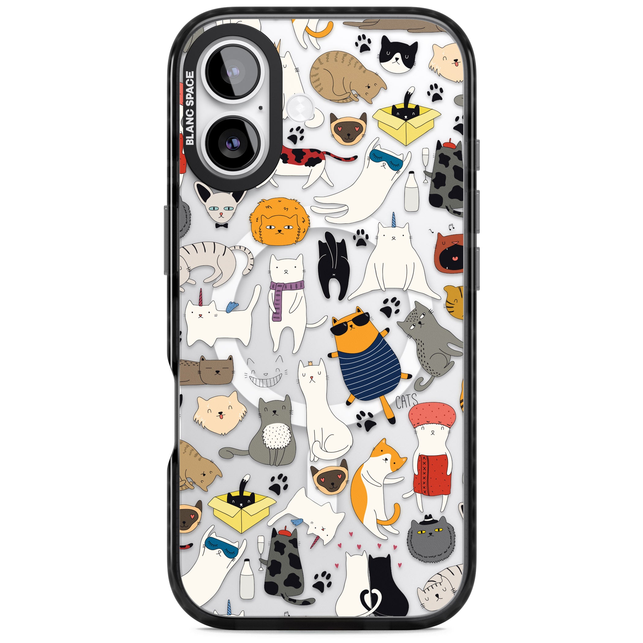 Cartoon Cat Collage iPhone 17 Impact Pro Black Phone Case