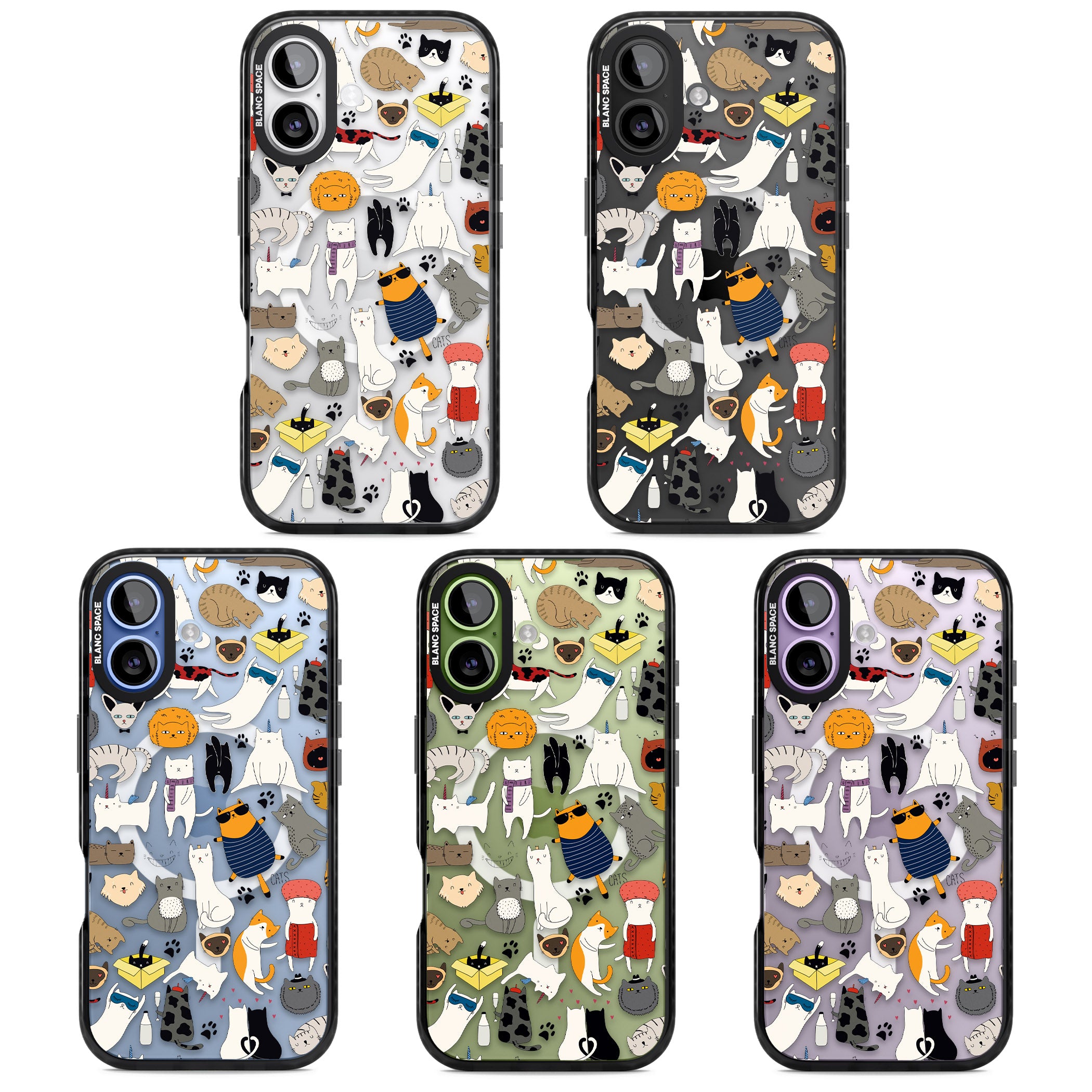 Cartoon Cat Collage iPhone 17 Impact Pro Black Phone Case APT Impact Protection