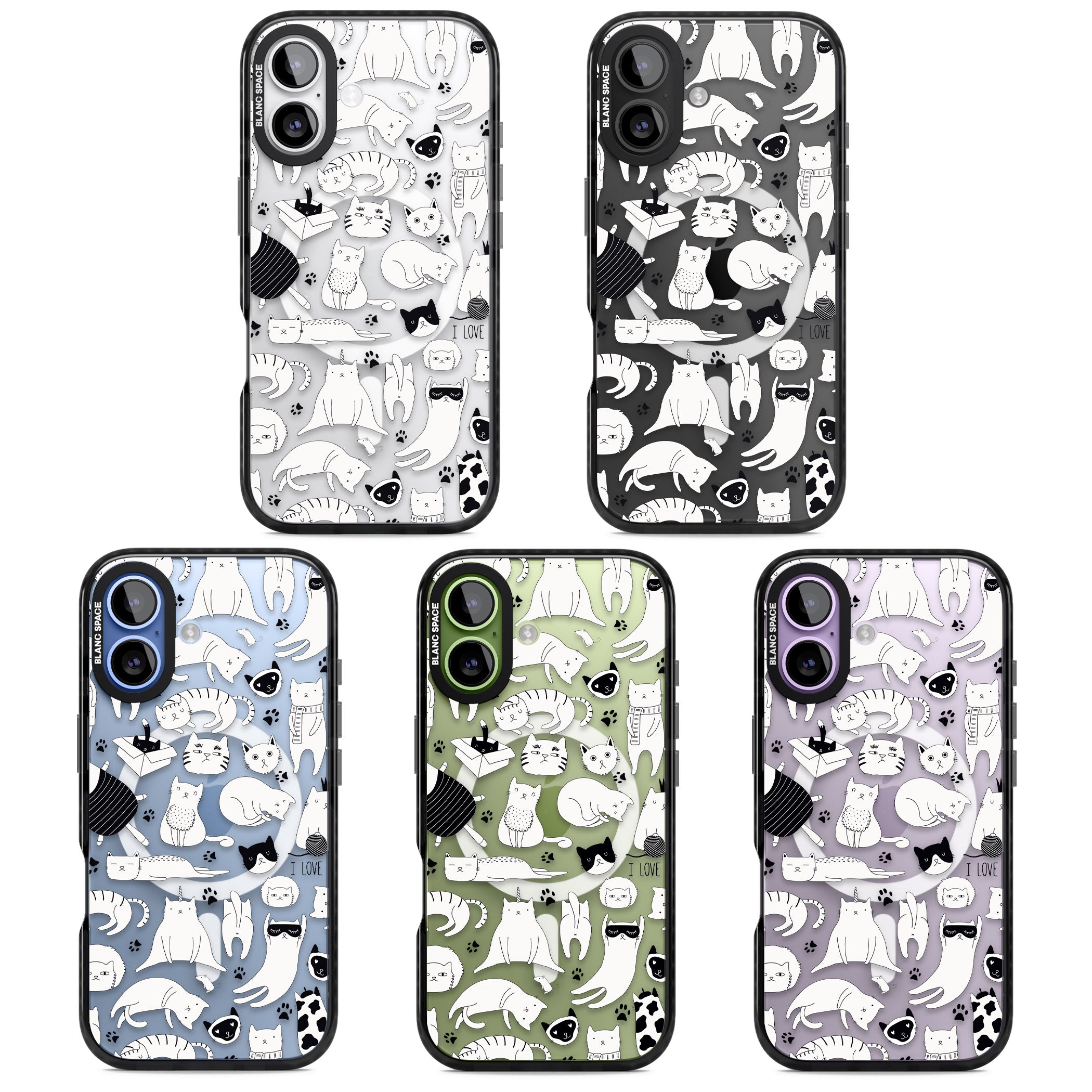 Cartoon Cat Collage Black & White iPhone 17 Impact Pro Black Phone Case APT Impact Protection
