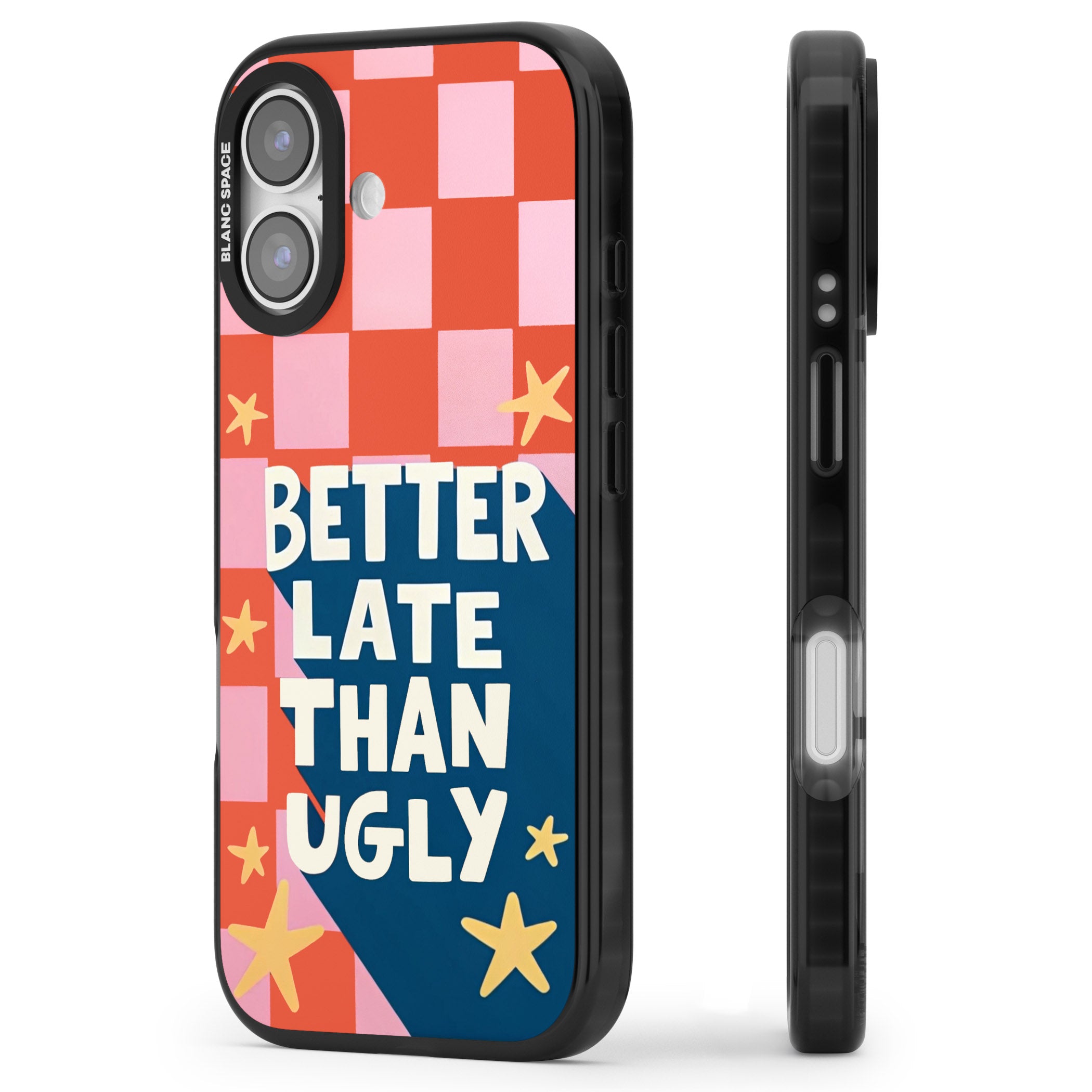 Better Late Than Ugly iPhone 17 Impact Pro Black Phone Case Side Profile