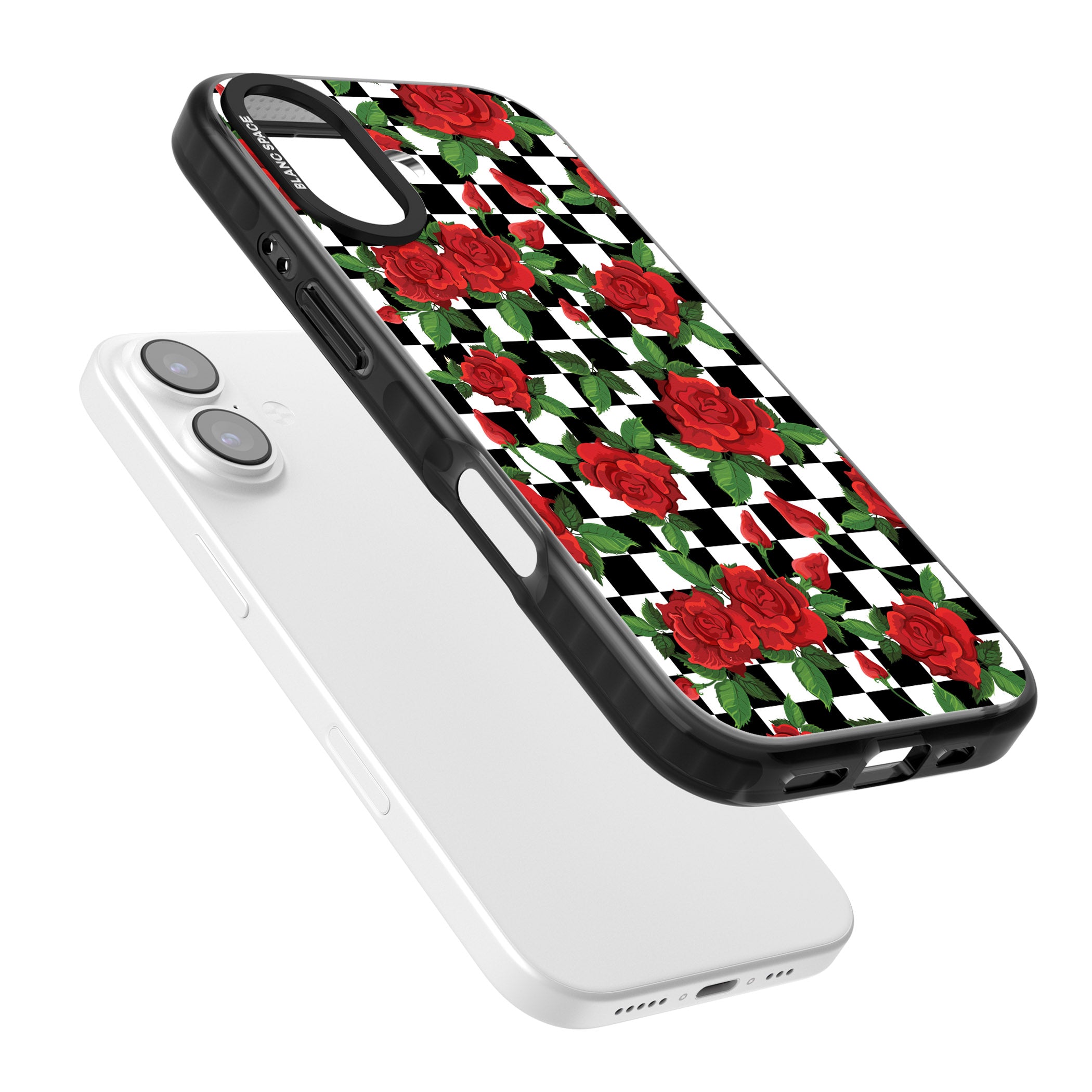 Checkered Roses iPhone 17 Impact Pro Black Phone Case Colours