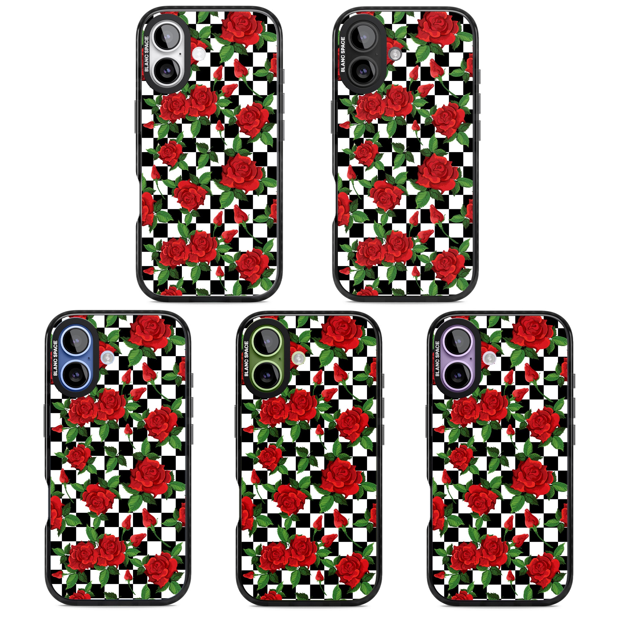 Checkered Roses iPhone 17 Impact Pro Black Phone Case APT Impact Protection