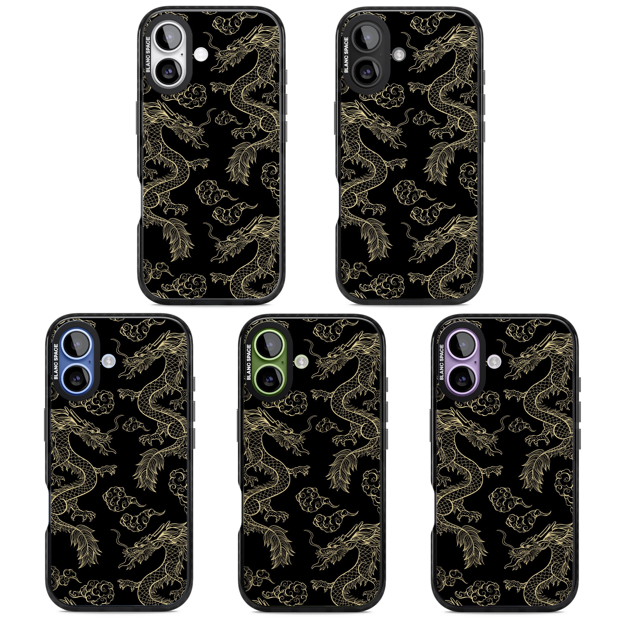 Black And Gold Dragon Pattern iPhone 17 Impact Pro Black Phone Case APT Impact Protection