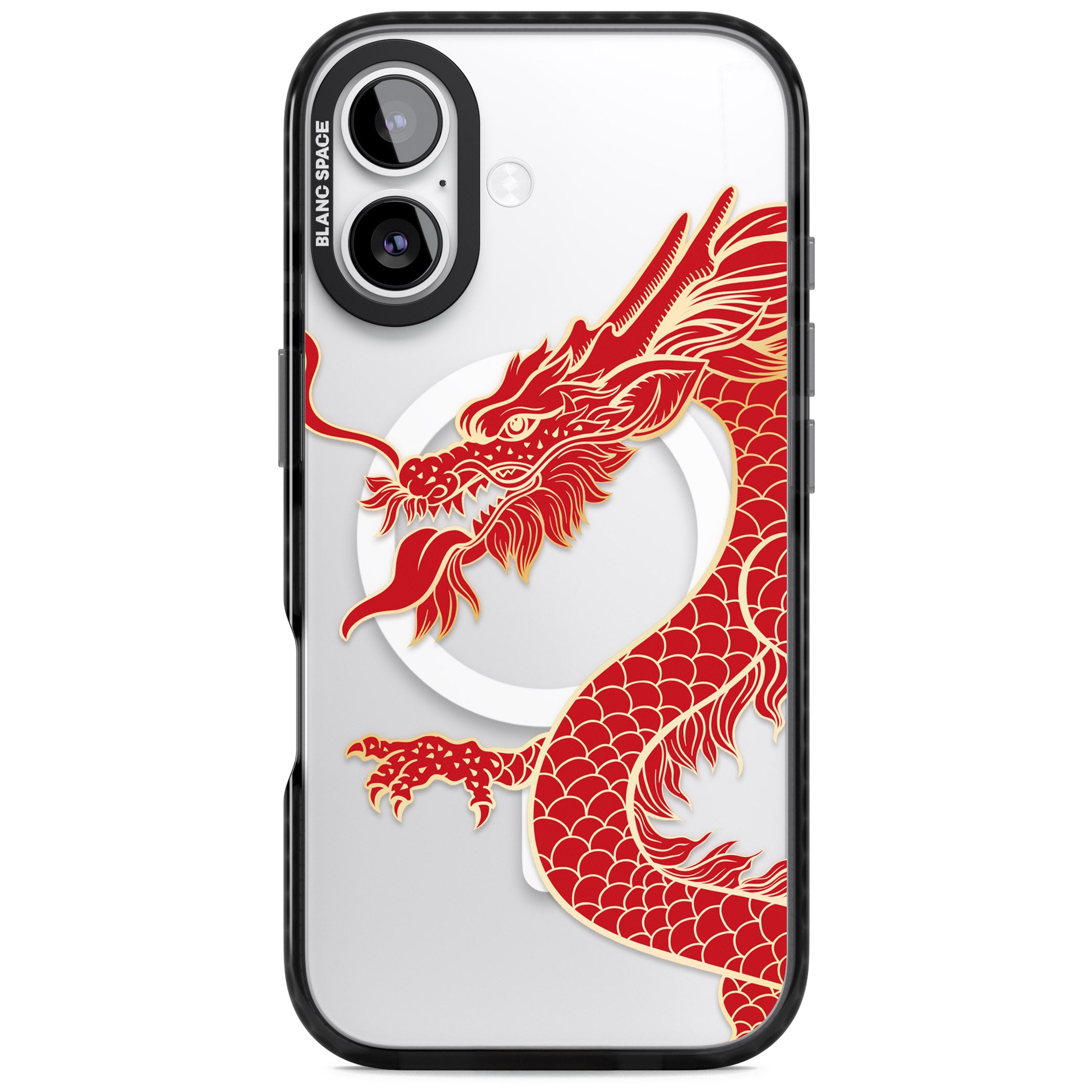 Large Red Dragon iPhone 17 Impact Pro Black Phone Case