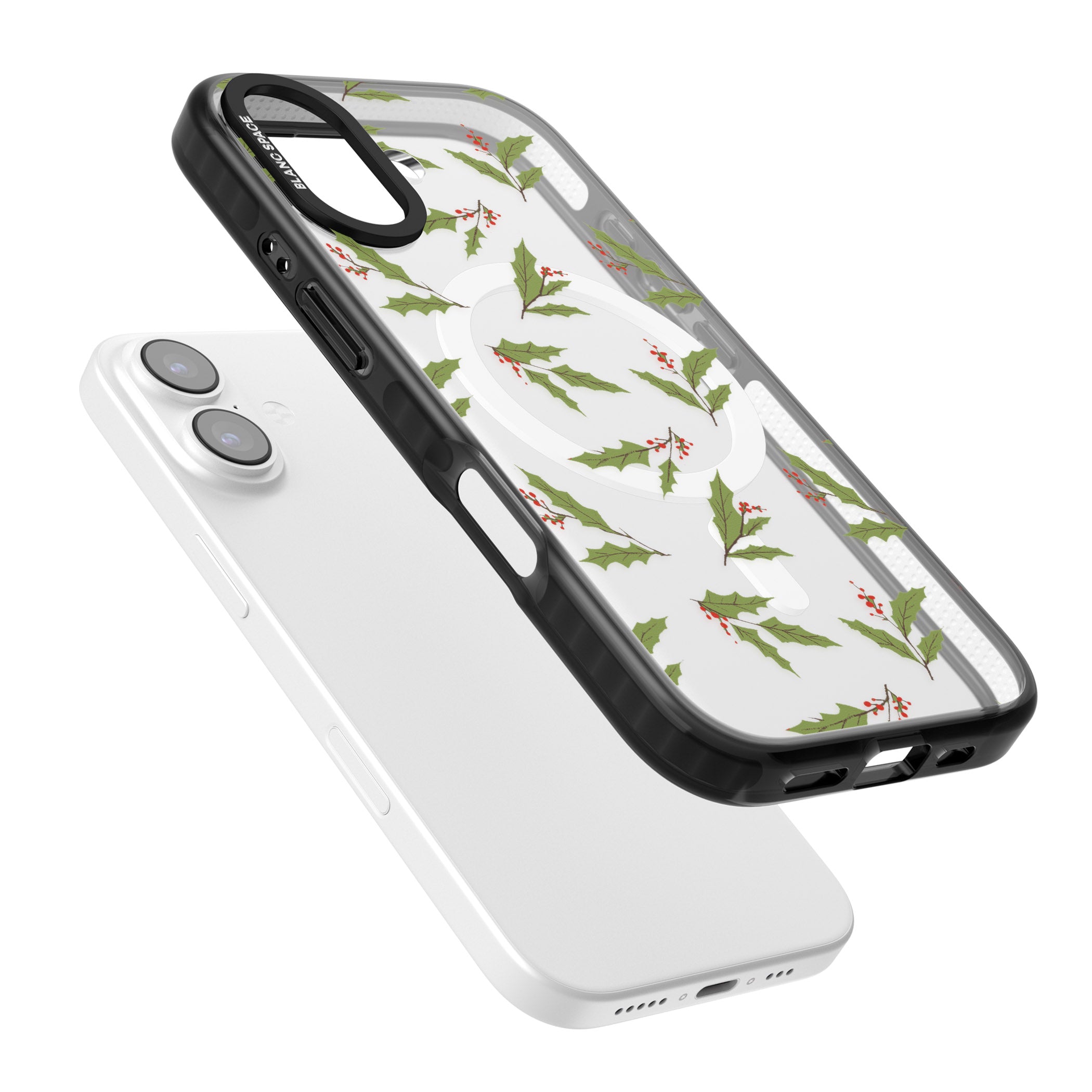 Christmas Holly Pattern iPhone 17 Impact Pro Black Phone Case Colours