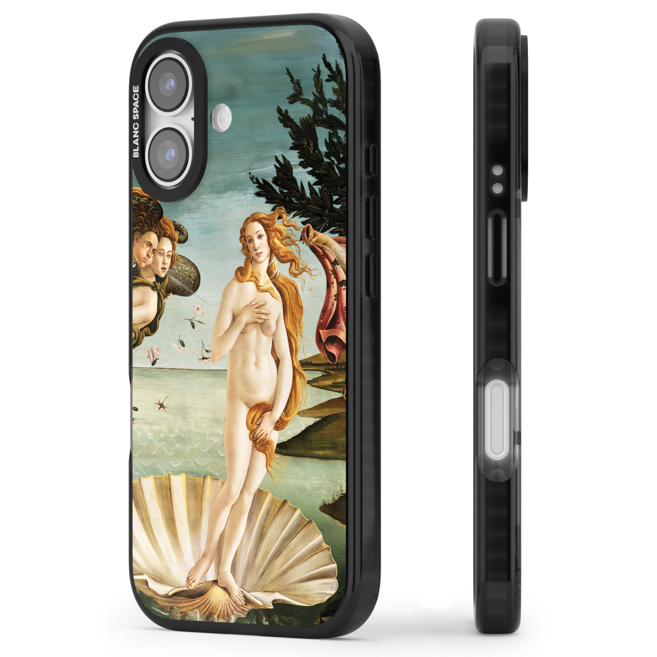 The Birth of Venus - Sandro Botticelli iPhone 17 Impact Pro Black Phone Case Side Profile