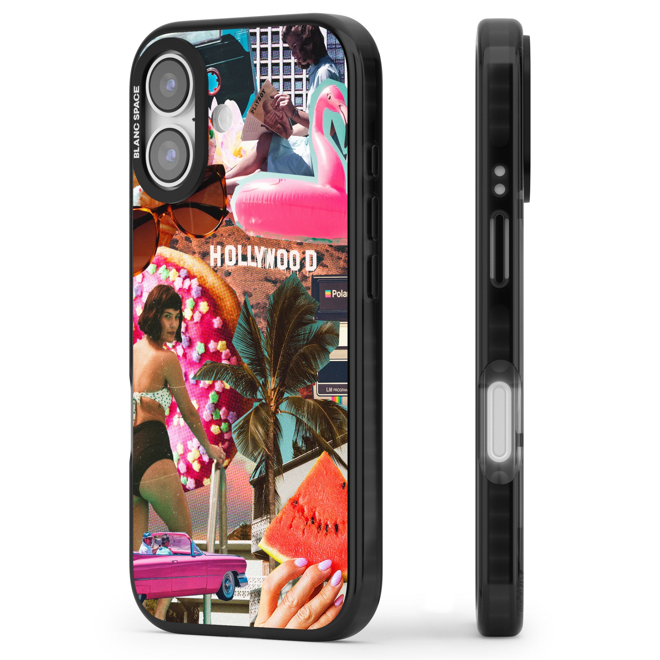 Hollywood Retro Collage iPhone 17 Impact Pro Black Phone Case Side Profile