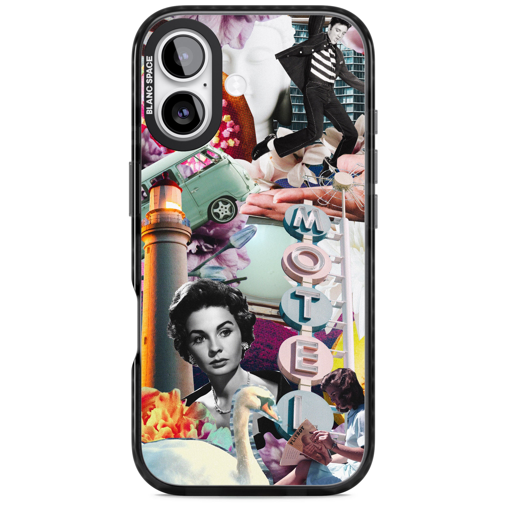 Retro Motel Collage iPhone 17 Impact Pro Black Phone Case