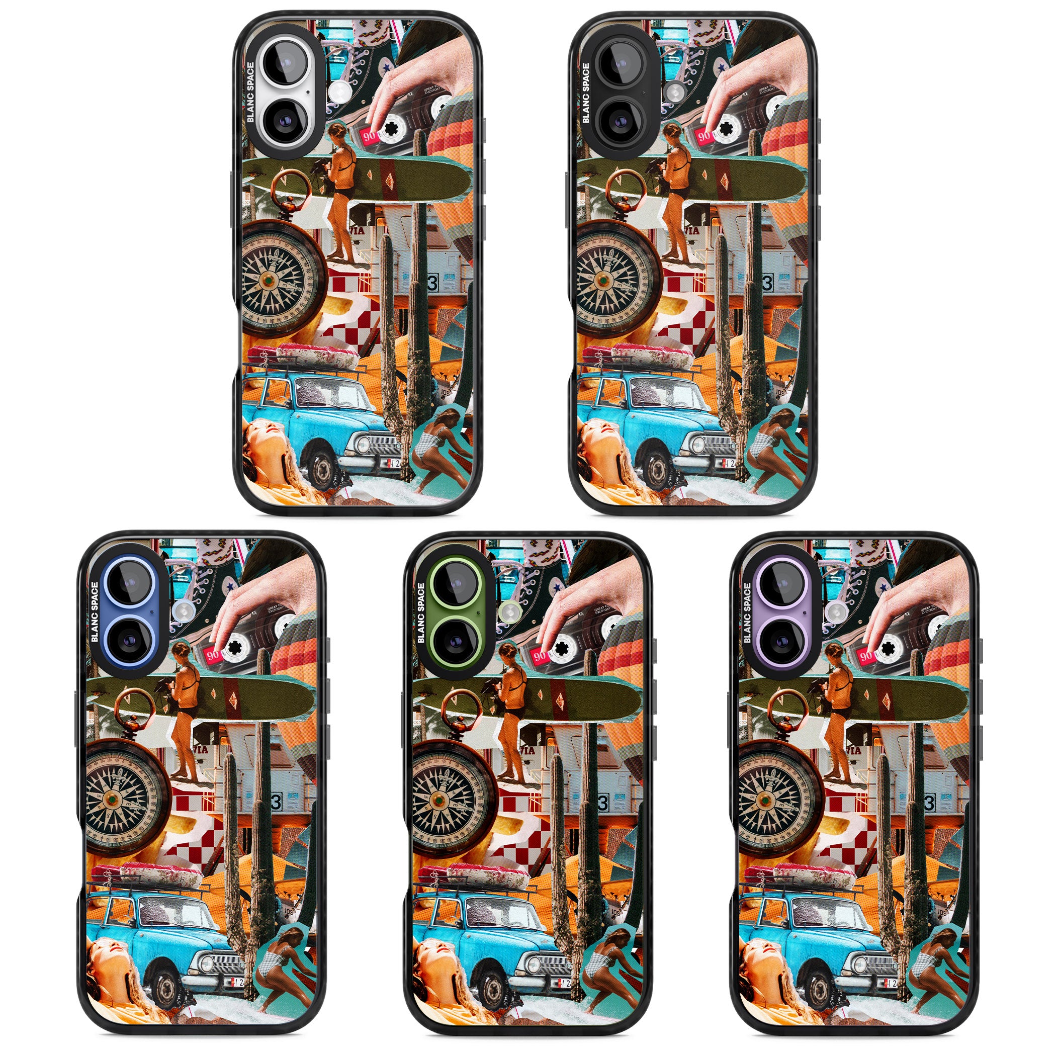 Vintage Collage: Road Trip iPhone 17 Impact Pro Black Phone Case APT Impact Protection