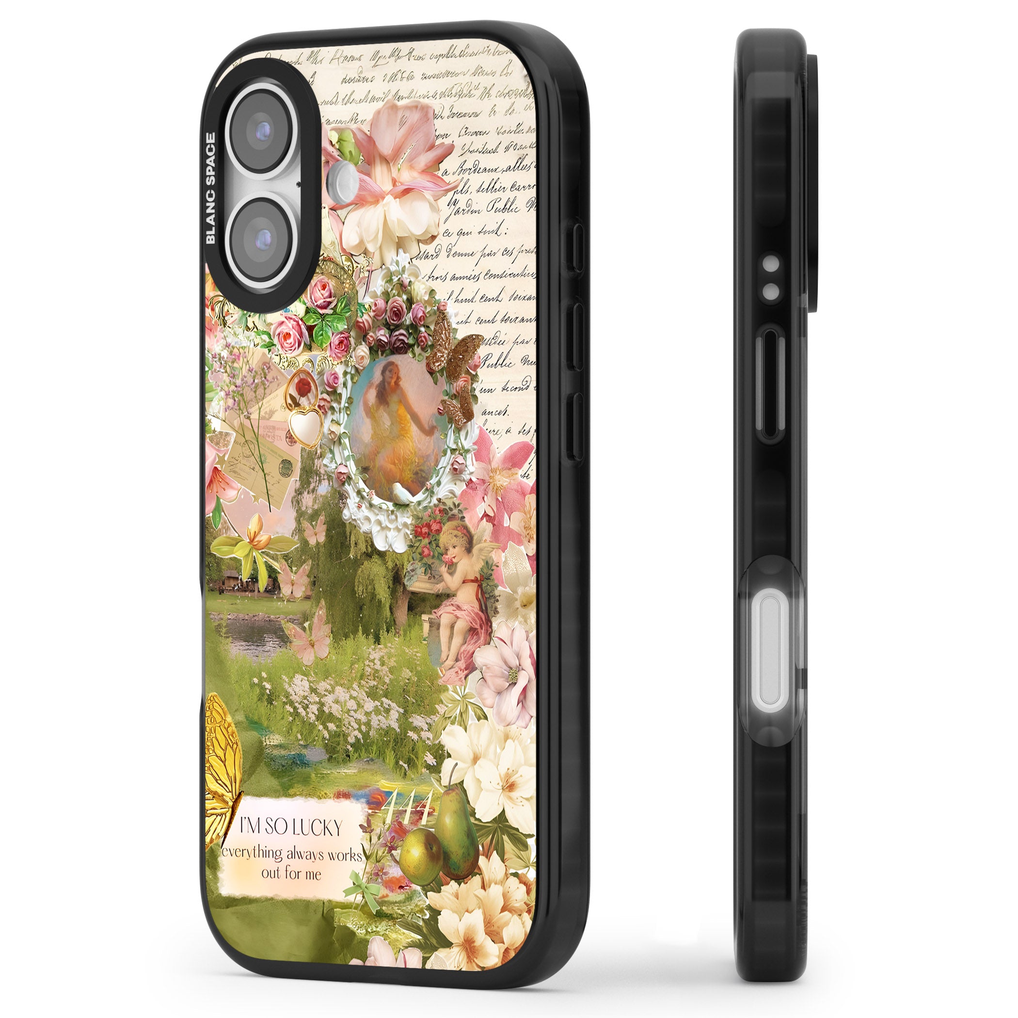 Nature in Pink iPhone 17 Impact Pro Black Phone Case Side Profile