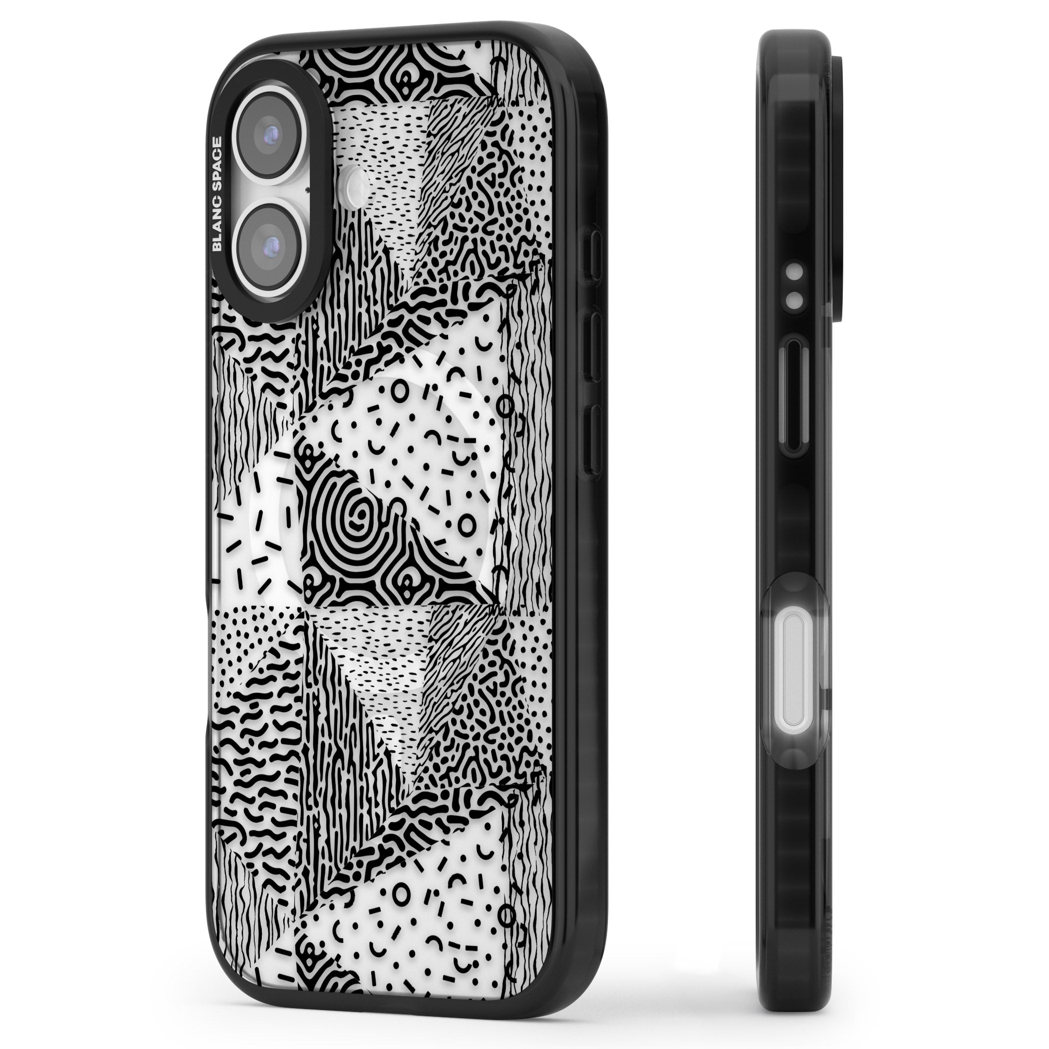Monochrome Pattern iPhone 17 Impact Pro Black Phone Case Side Profile